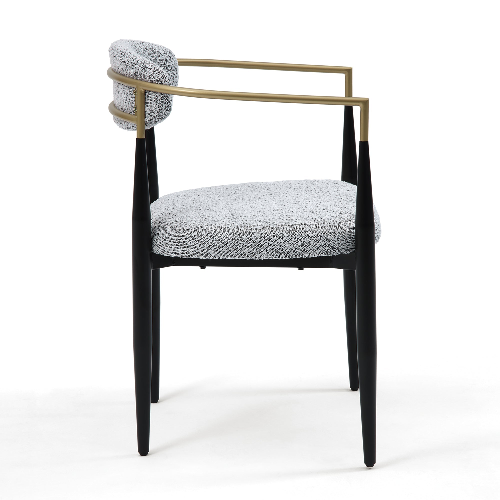 Set of 2 Fabric Dining Chairs with Brushed Gold & Black Base