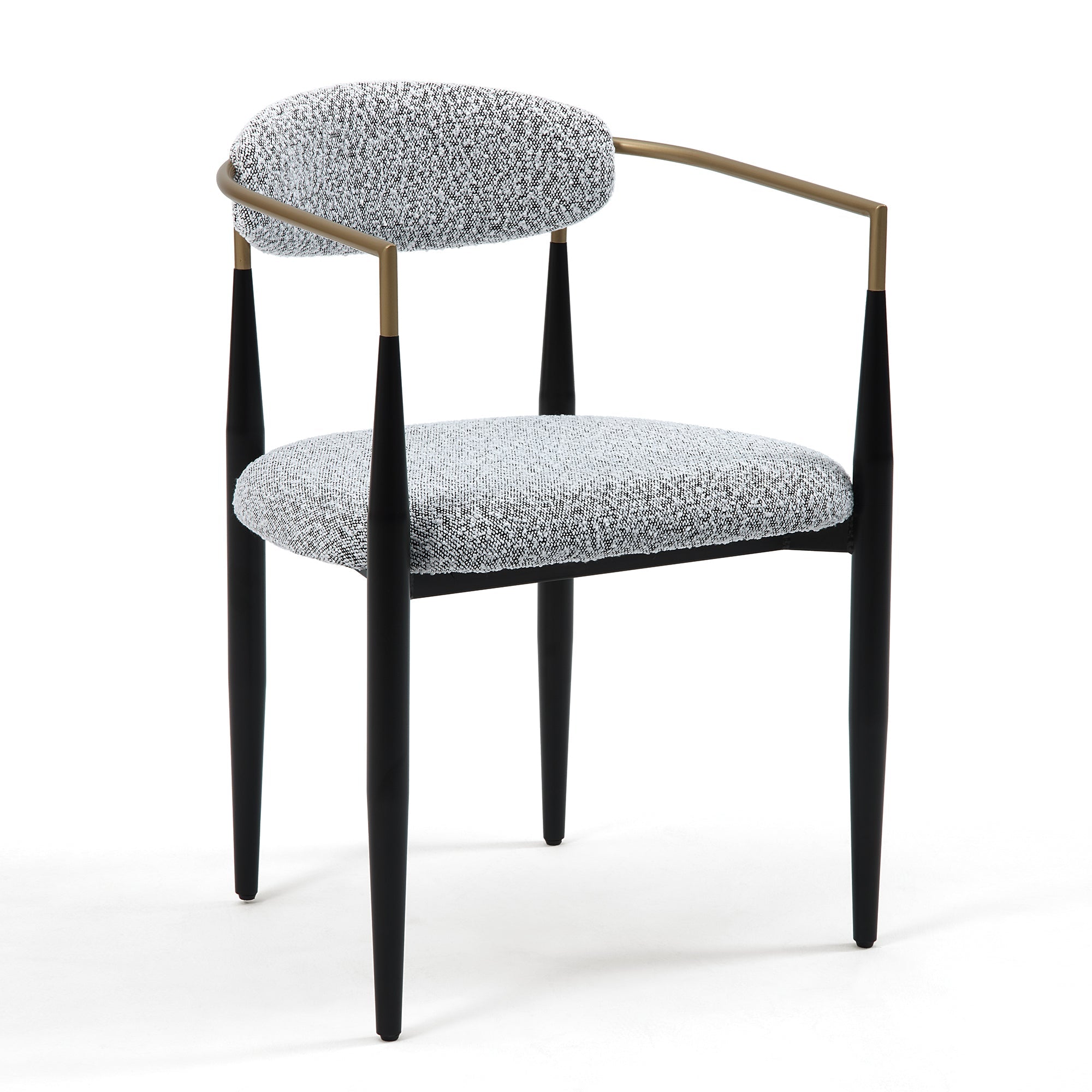 Set of 2 Fabric Dining Chairs with Brushed Gold & Black Base