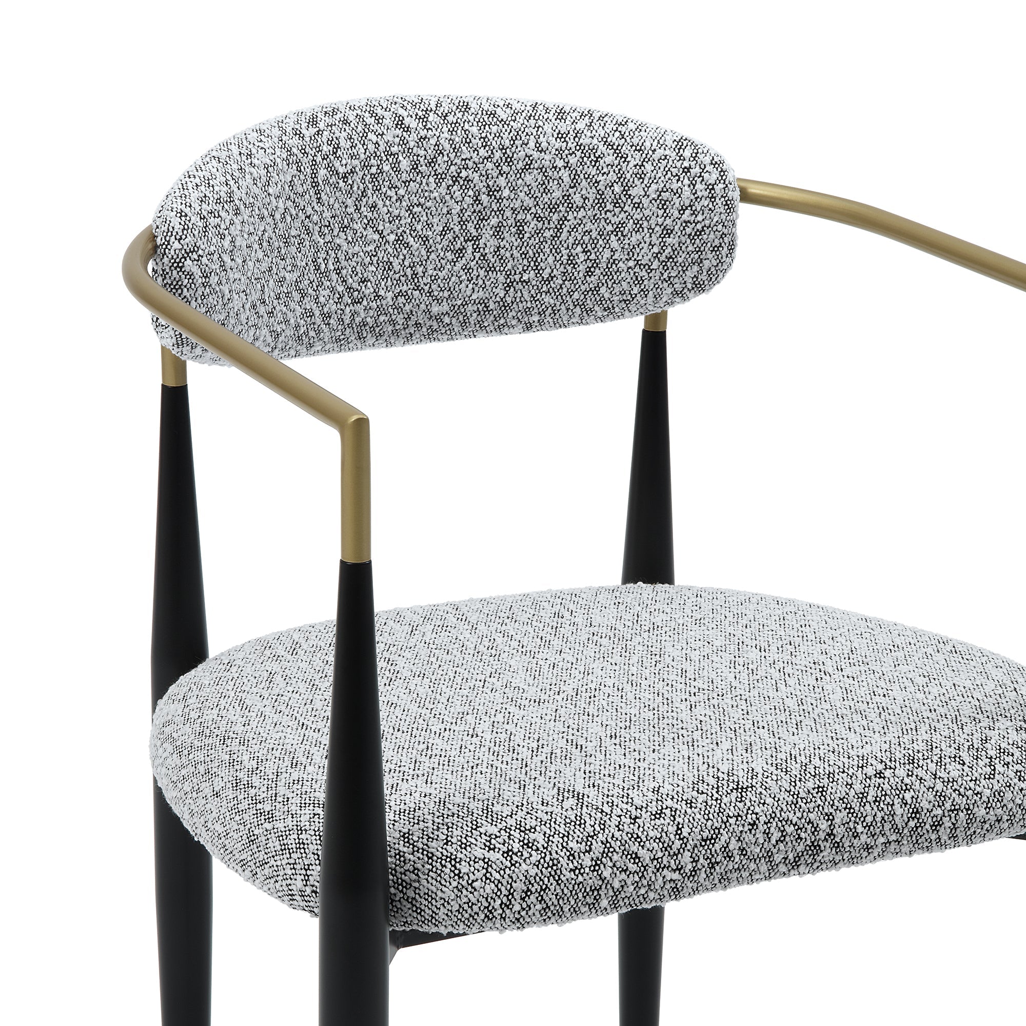 Set of 2 Fabric Dining Chairs with Brushed Gold & Black Base