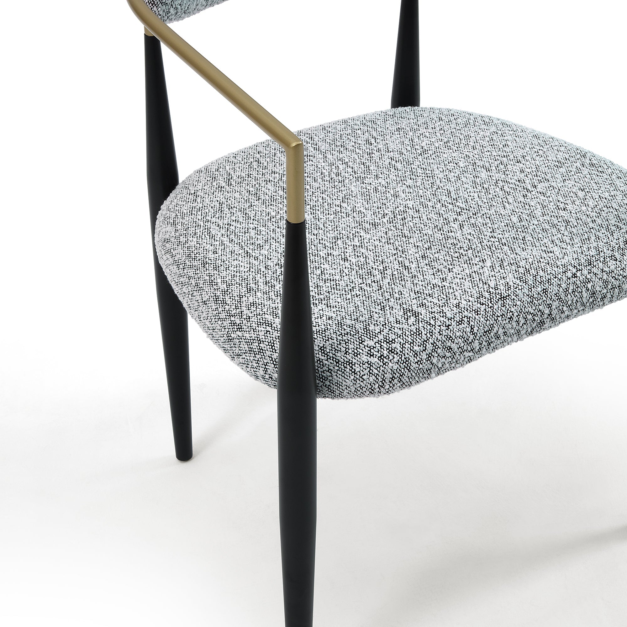 Set of 2 Fabric Dining Chairs with Brushed Gold & Black Base