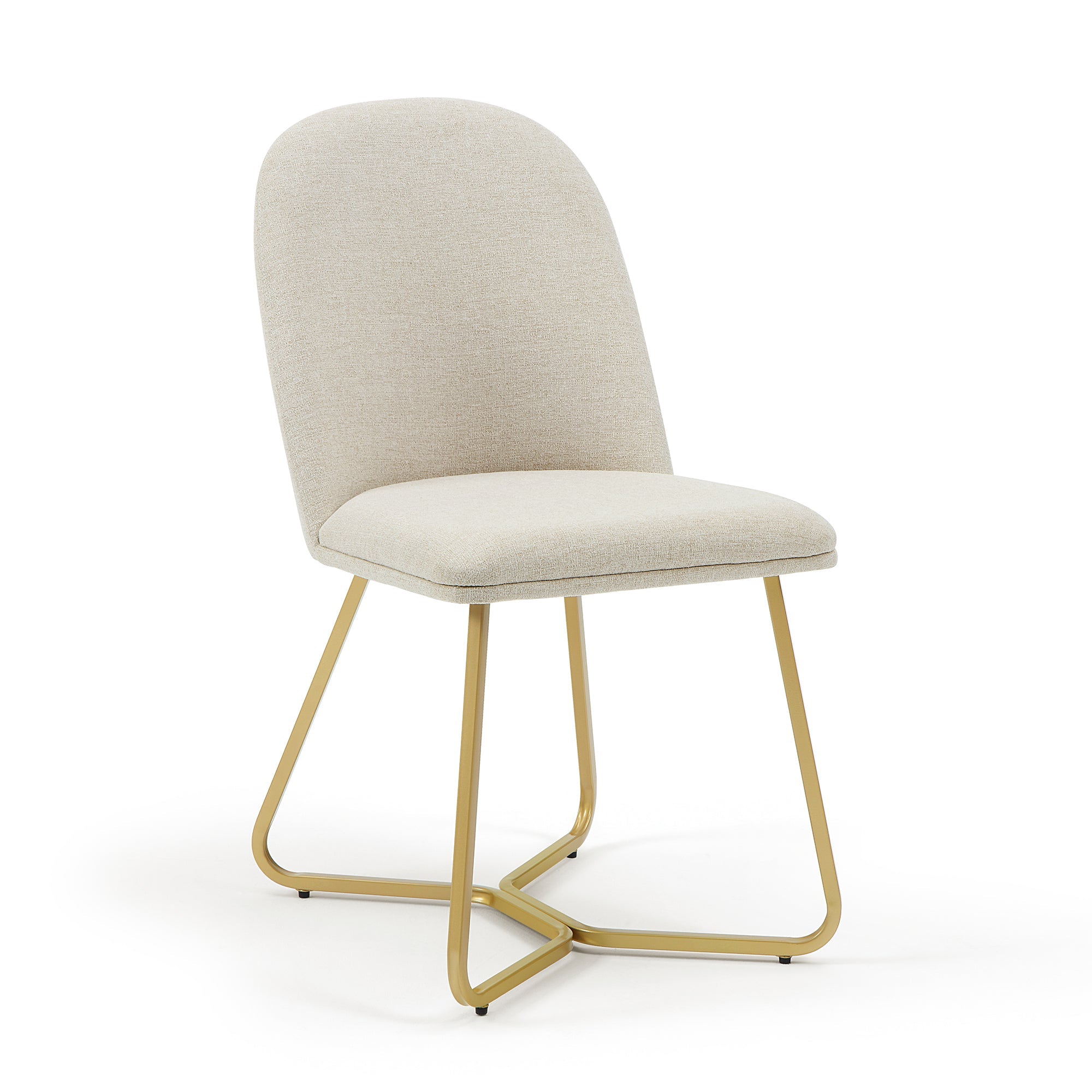Set of 2 Fabric Dining Chairs with Brushed Gold Base