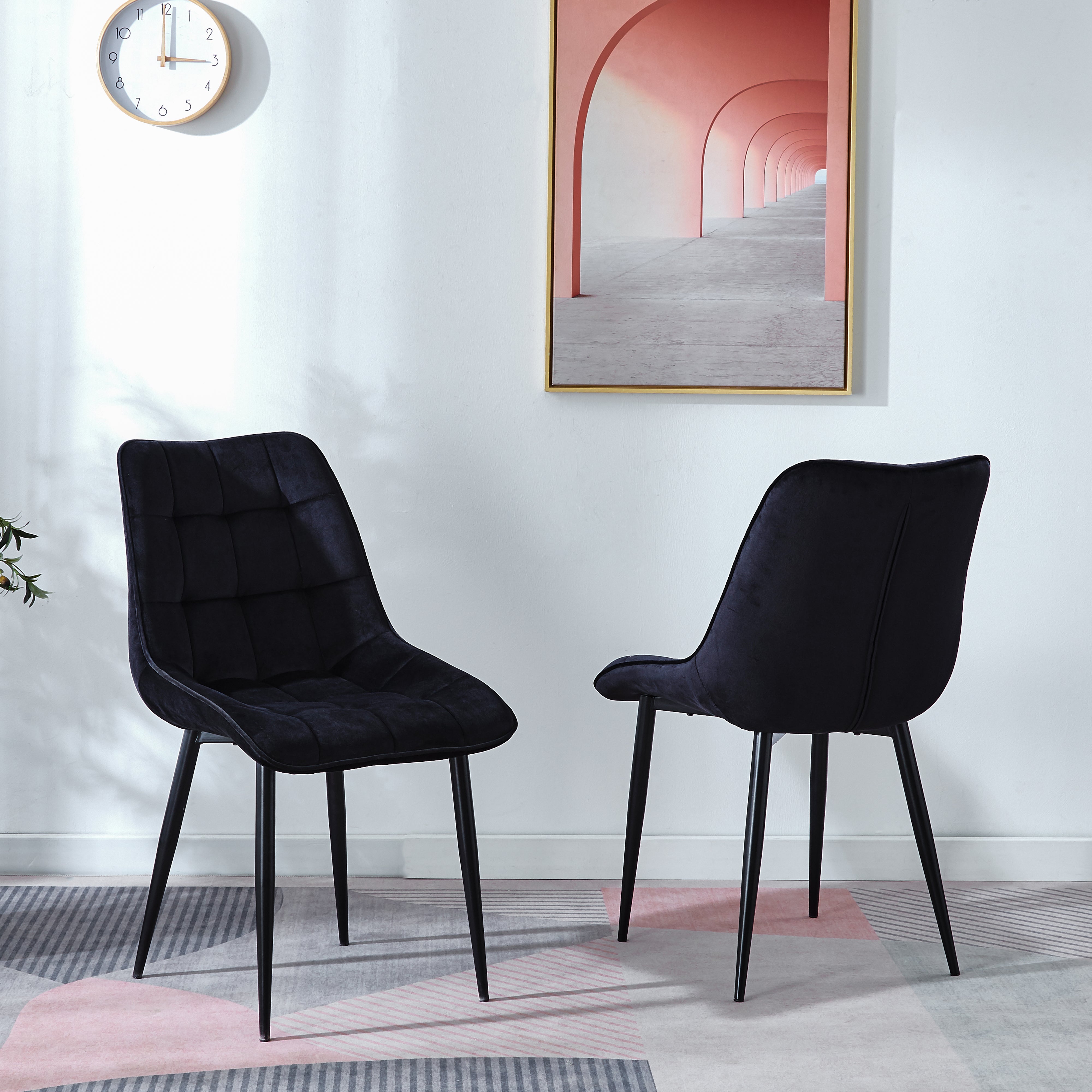 Set of 4 Leatherette/ Fabric Modern Dining Chairs