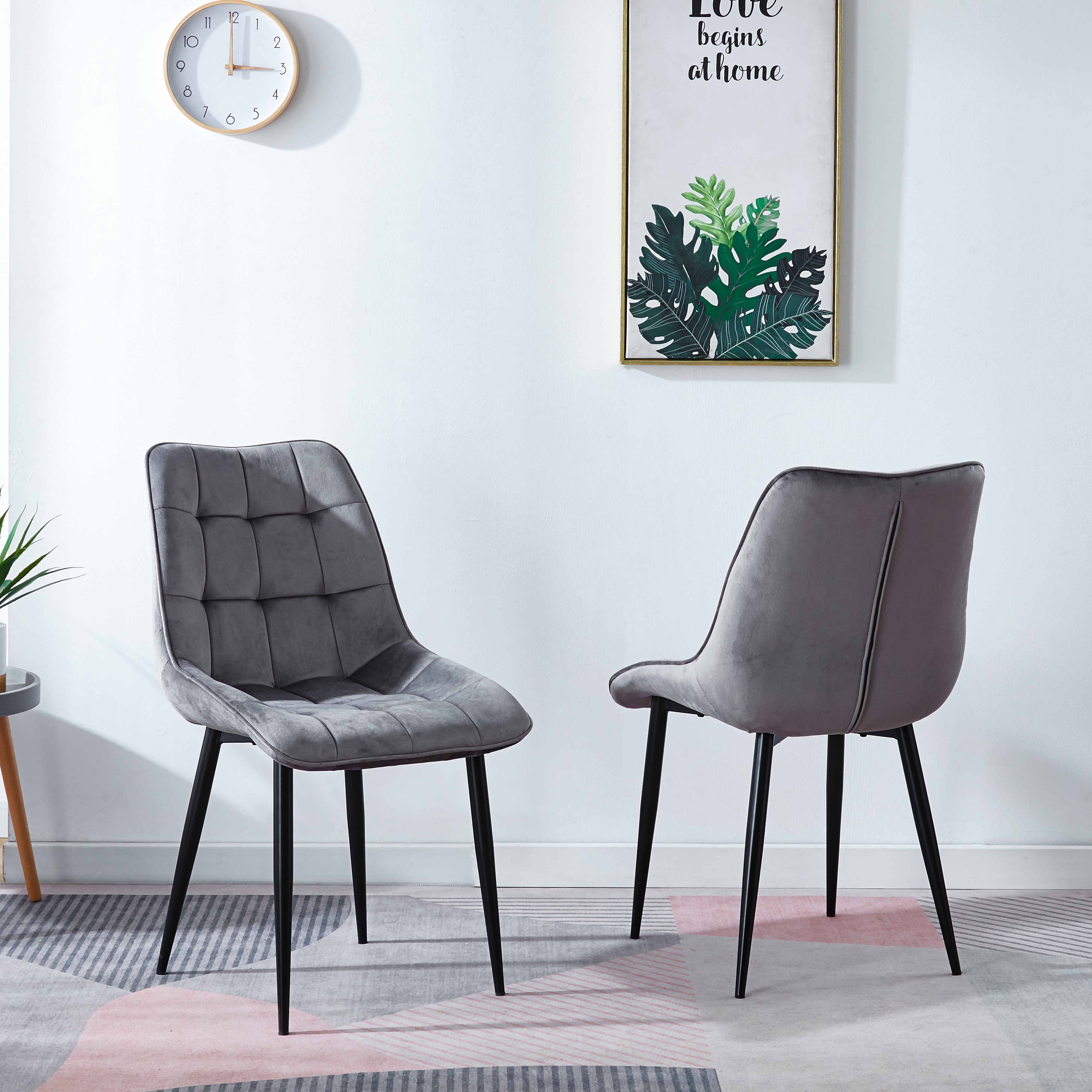 Set of 4 Leatherette/ Fabric Modern Dining Chairs