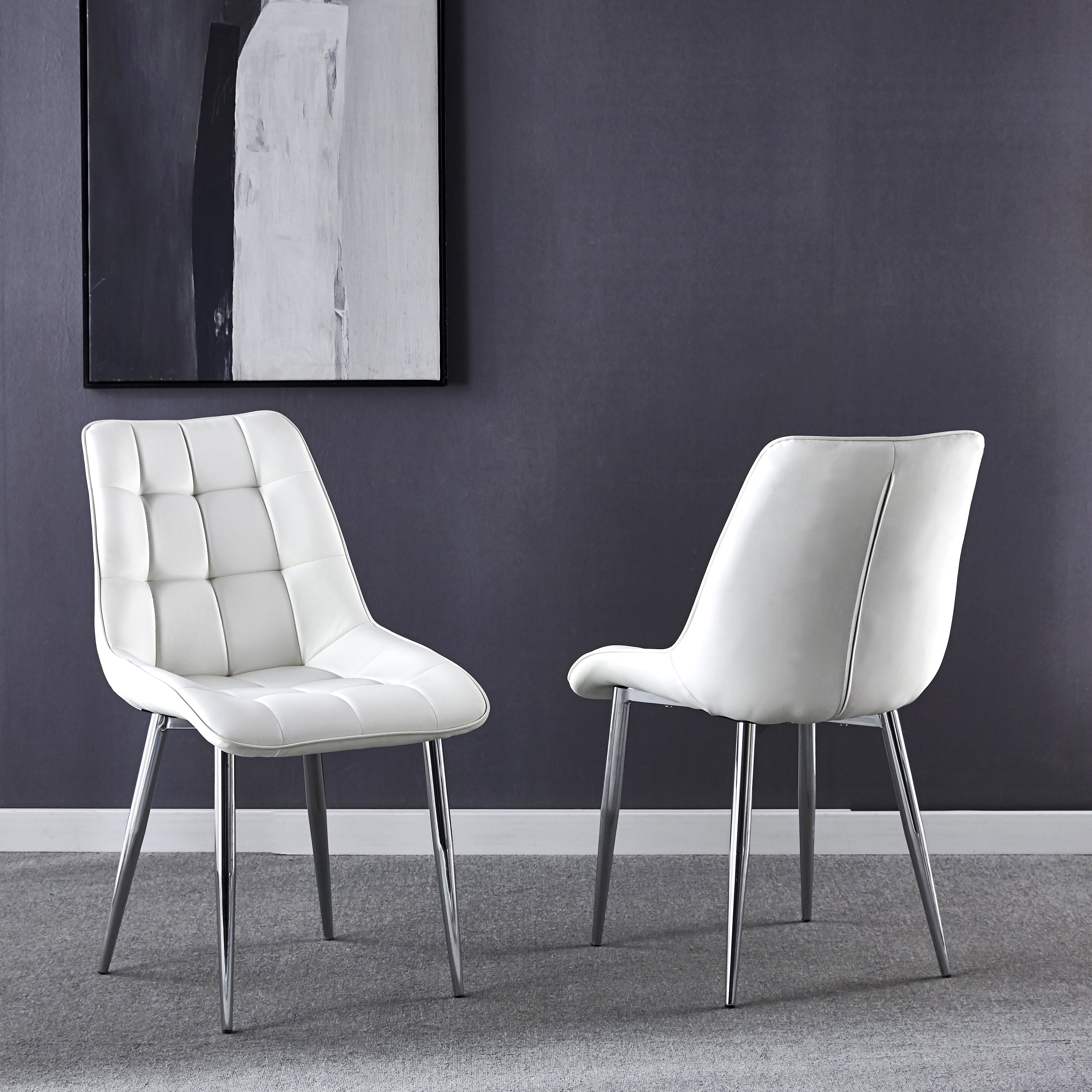 Set of 4 Leatherette/ Fabric Modern Dining Chairs