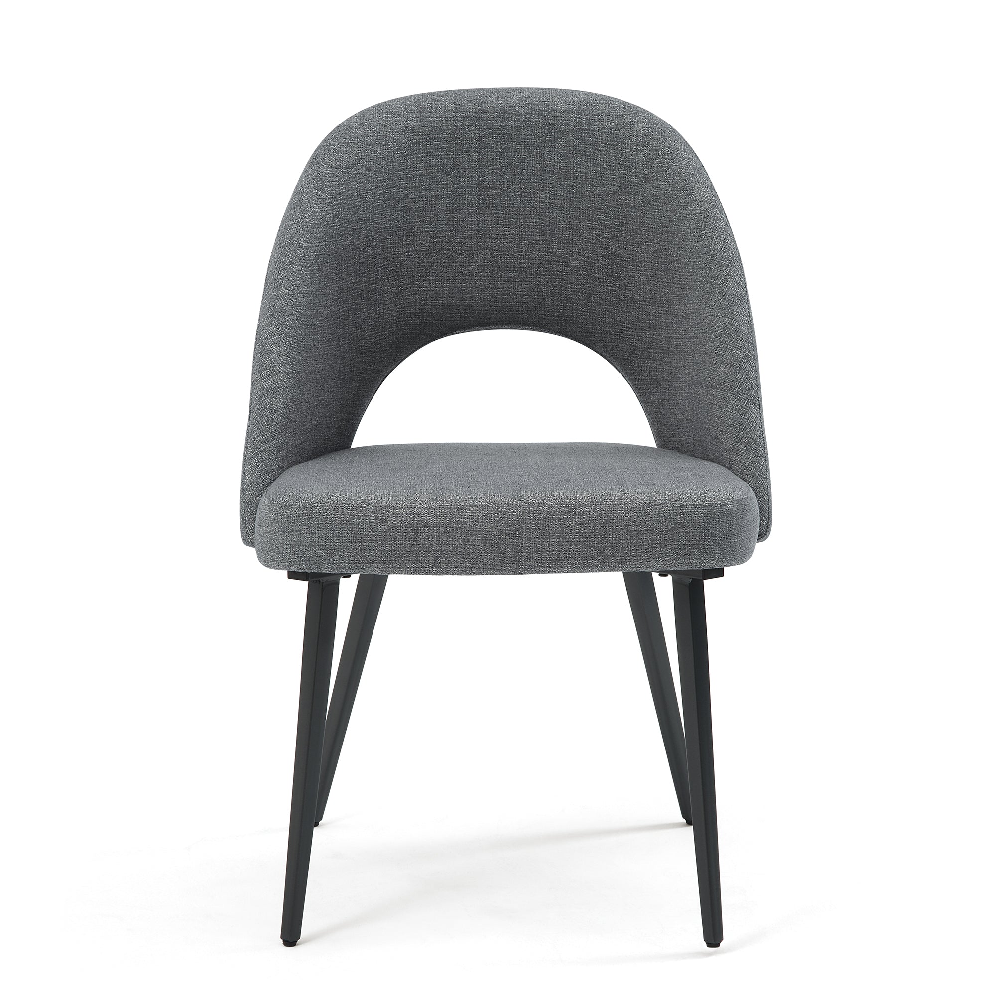 Set of 2 Fabric Dining Chair with Black Base