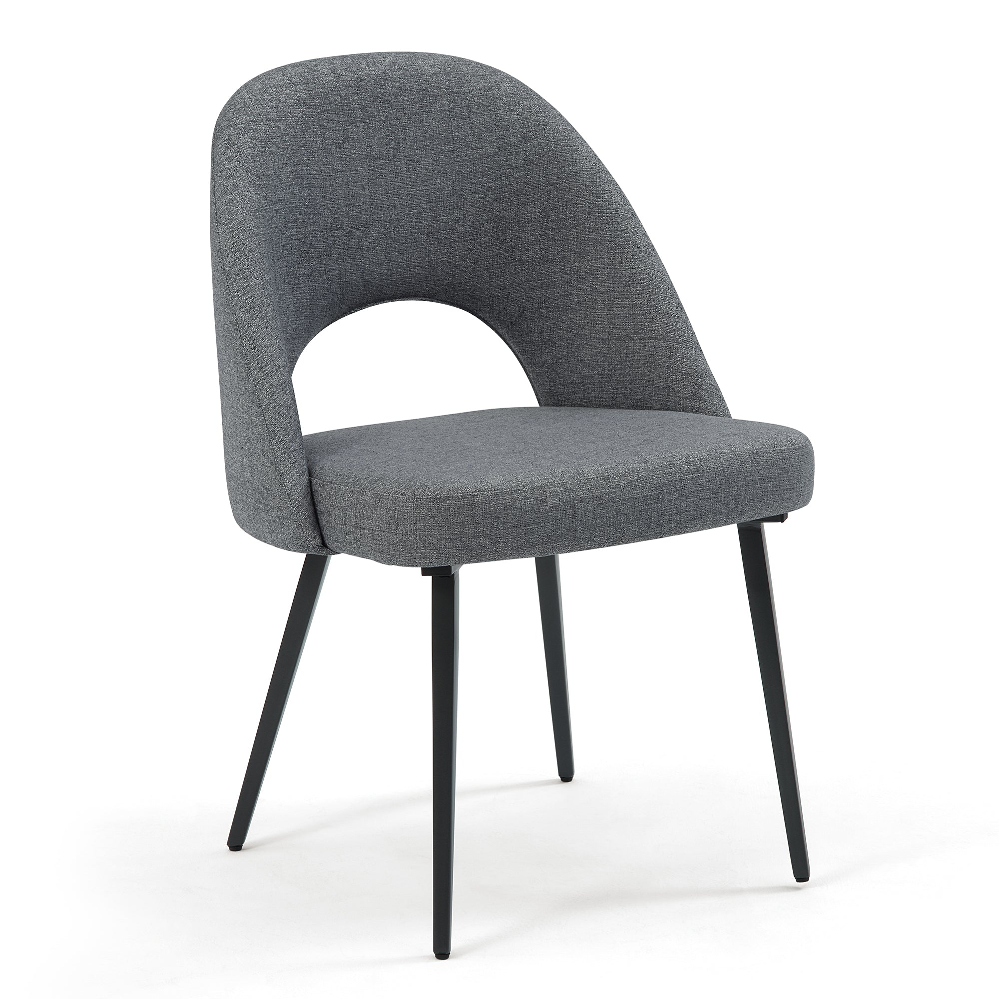 Set of 2 Fabric Dining Chair with Black Base