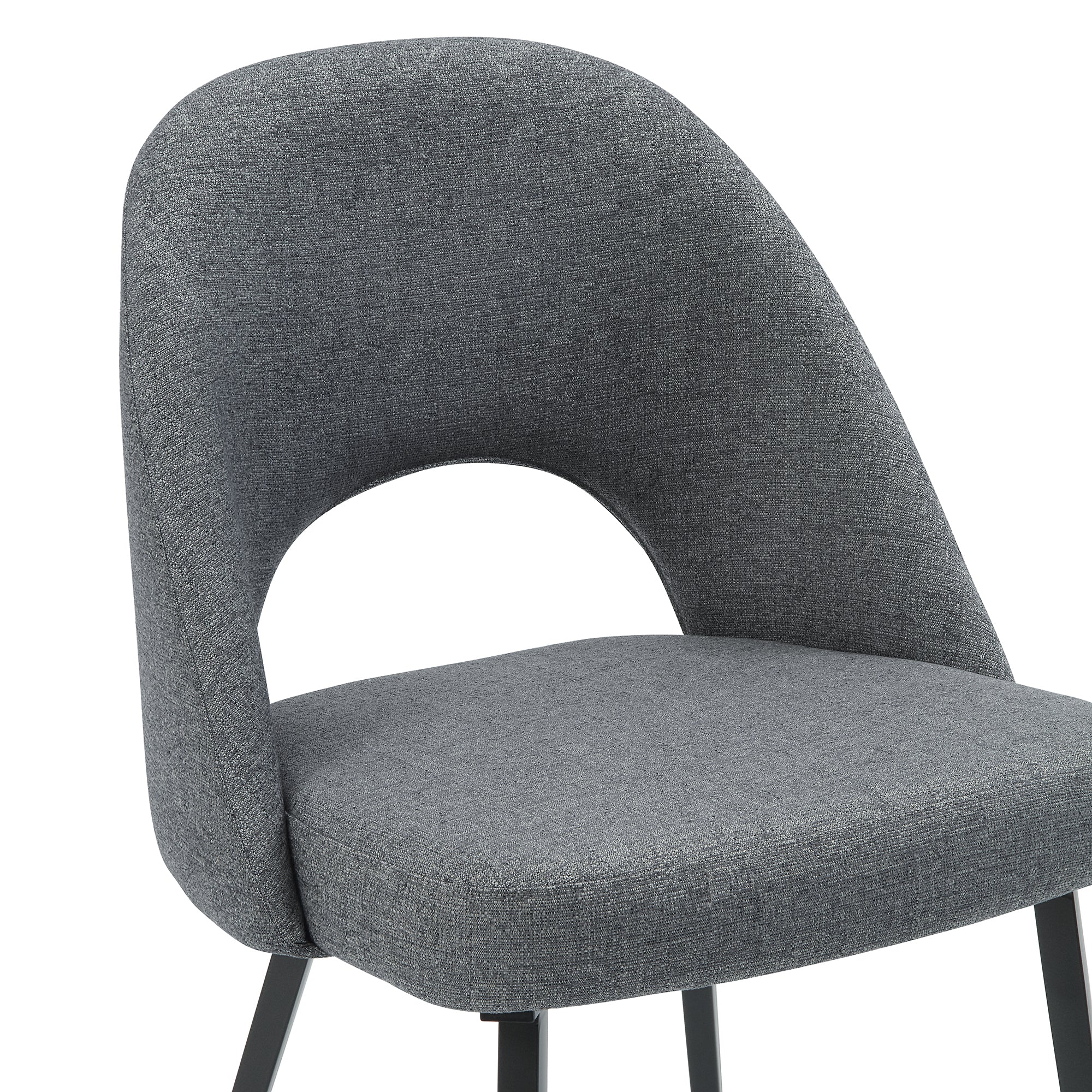 Set of 2 Fabric Dining Chair with Black Base