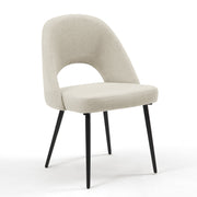 Set of 2 Fabric Dining Chair with Black Base