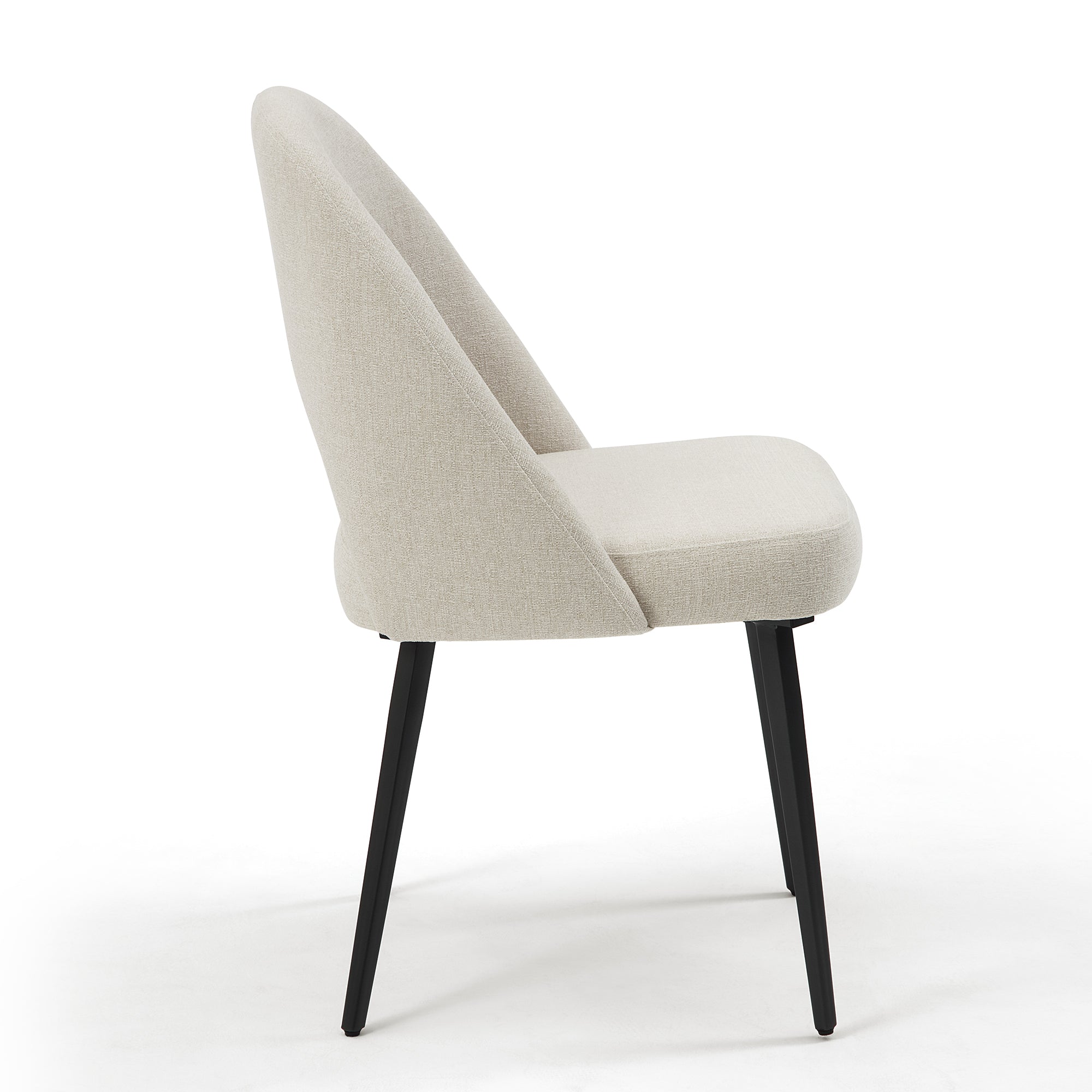 Set of 2 Fabric Dining Chair with Black Base