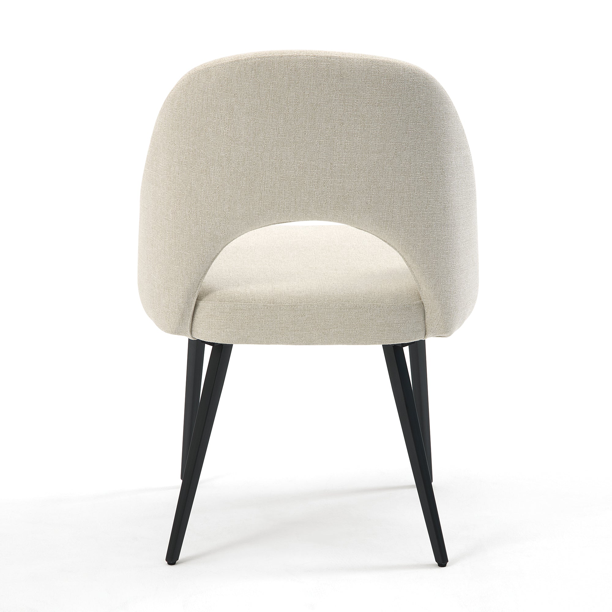 Set of 2 Fabric Dining Chair with Black Base