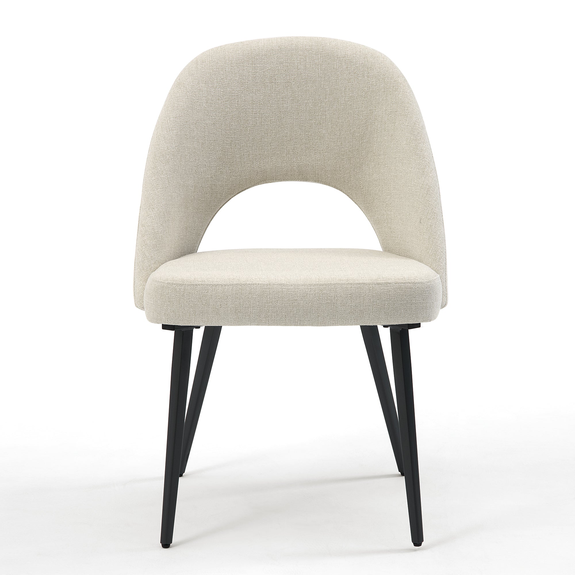 Set of 2 Fabric Dining Chair with Black Base