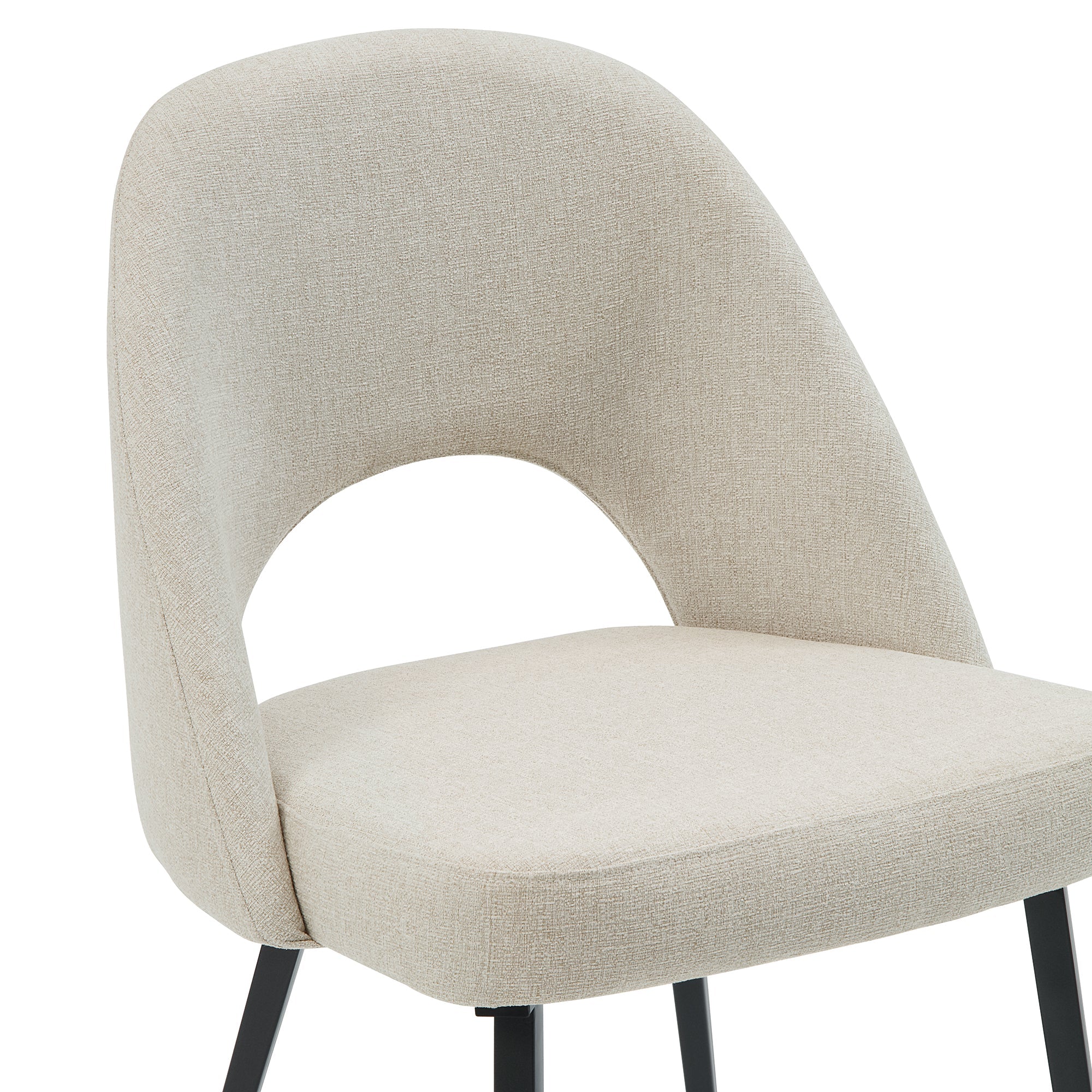 Set of 2 Fabric Dining Chair with Black Base