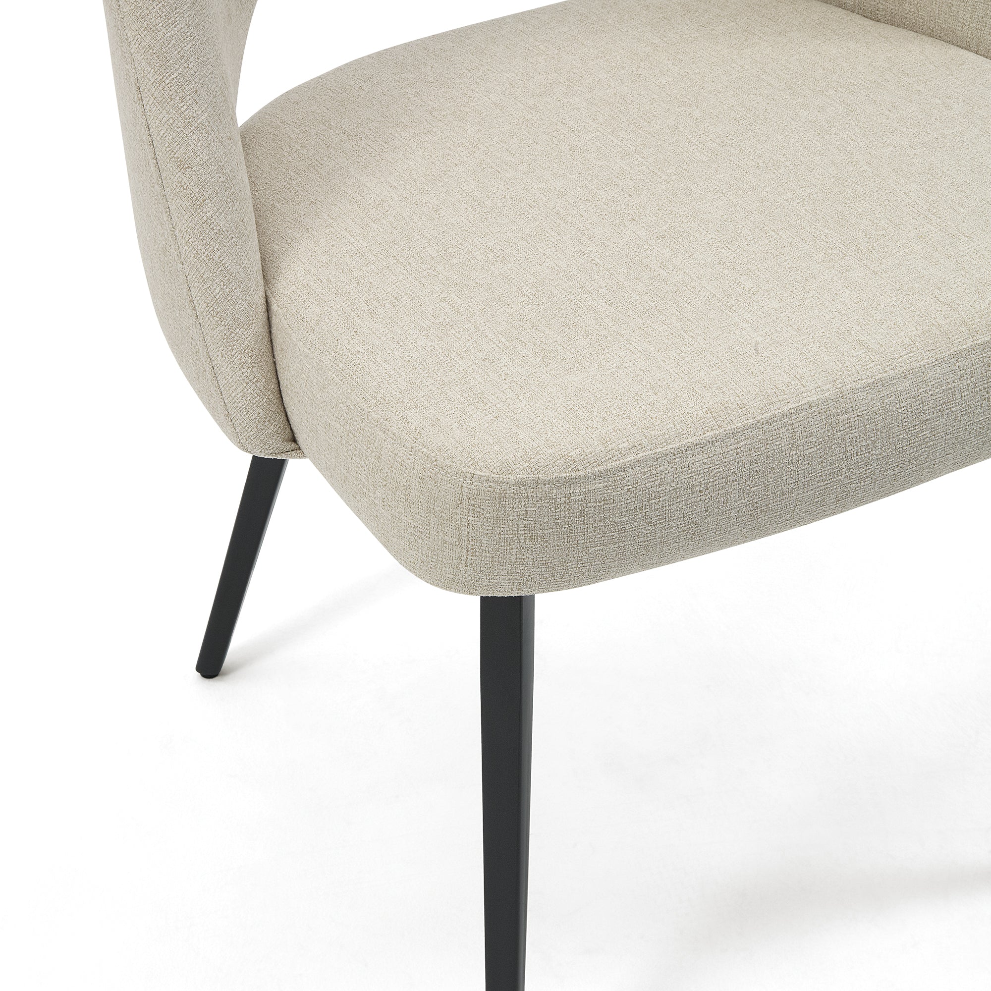 Set of 2 Fabric Dining Chair with Black Base