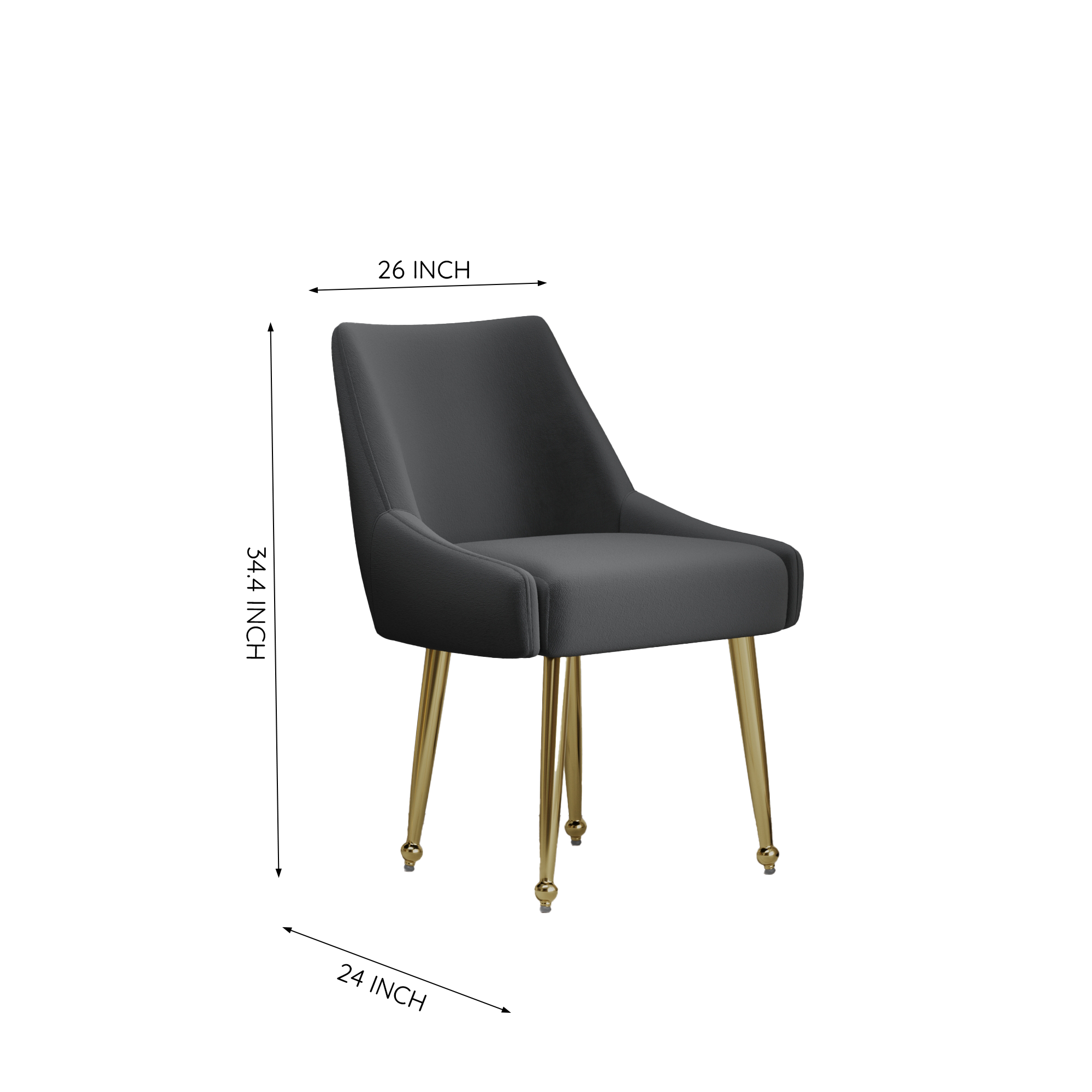 Set of 2 Elegant Dining Chair with Gold Finish Base