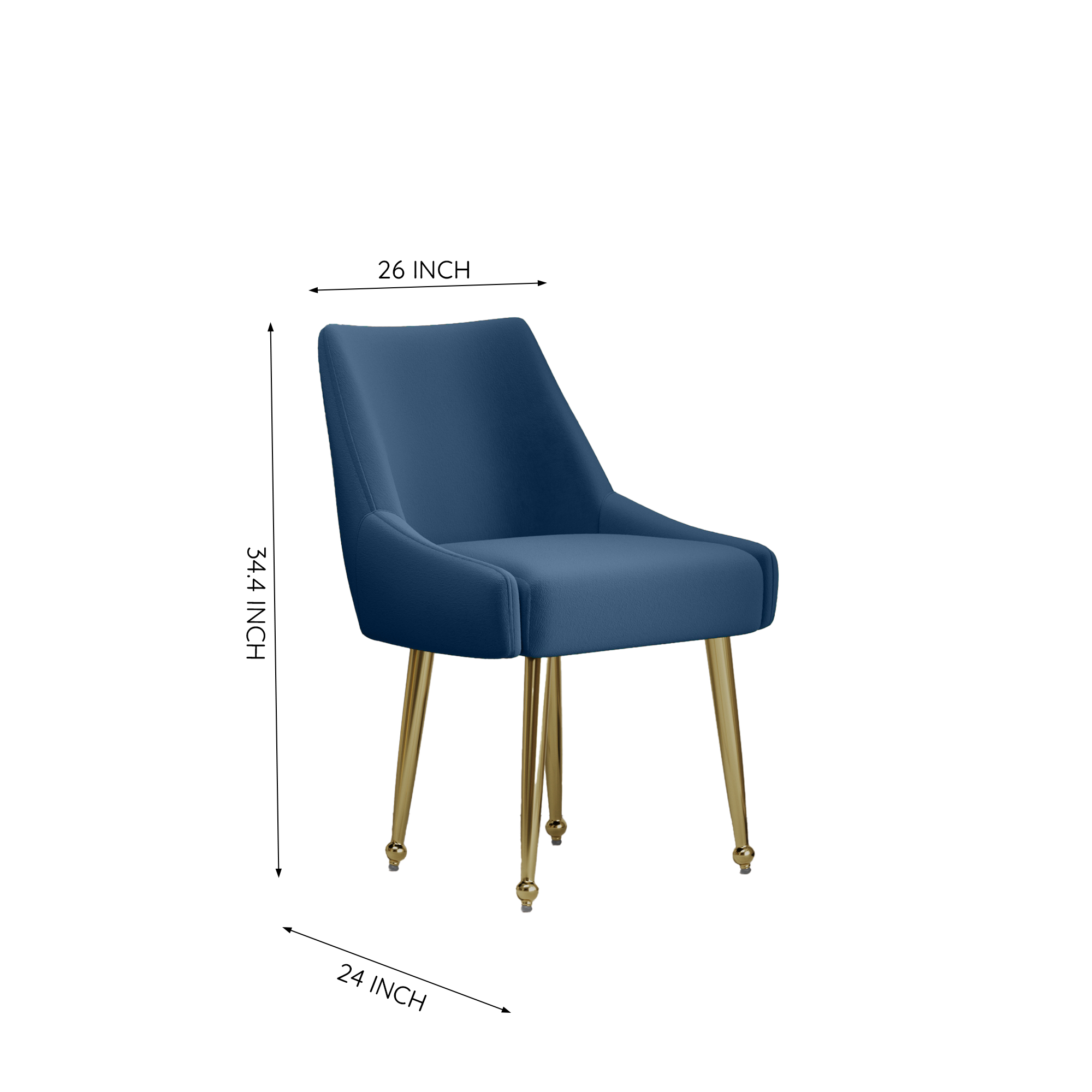 Set of 2 Elegant Dining Chair with Gold Finish Base