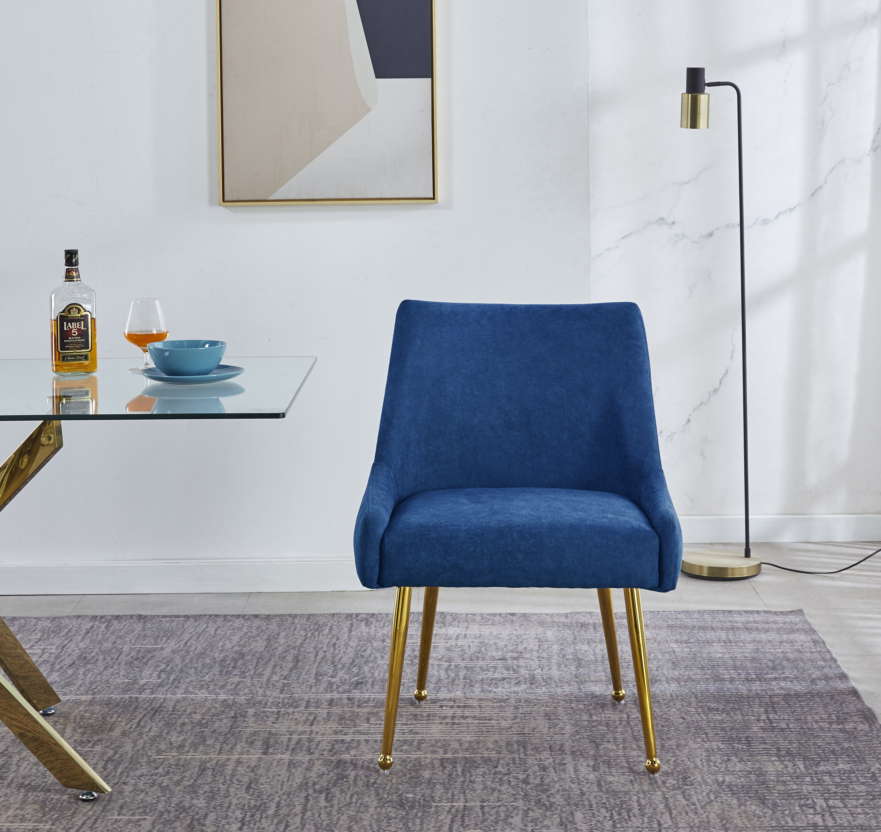 Set of 2 Elegant Dining Chair with Gold Finish Base