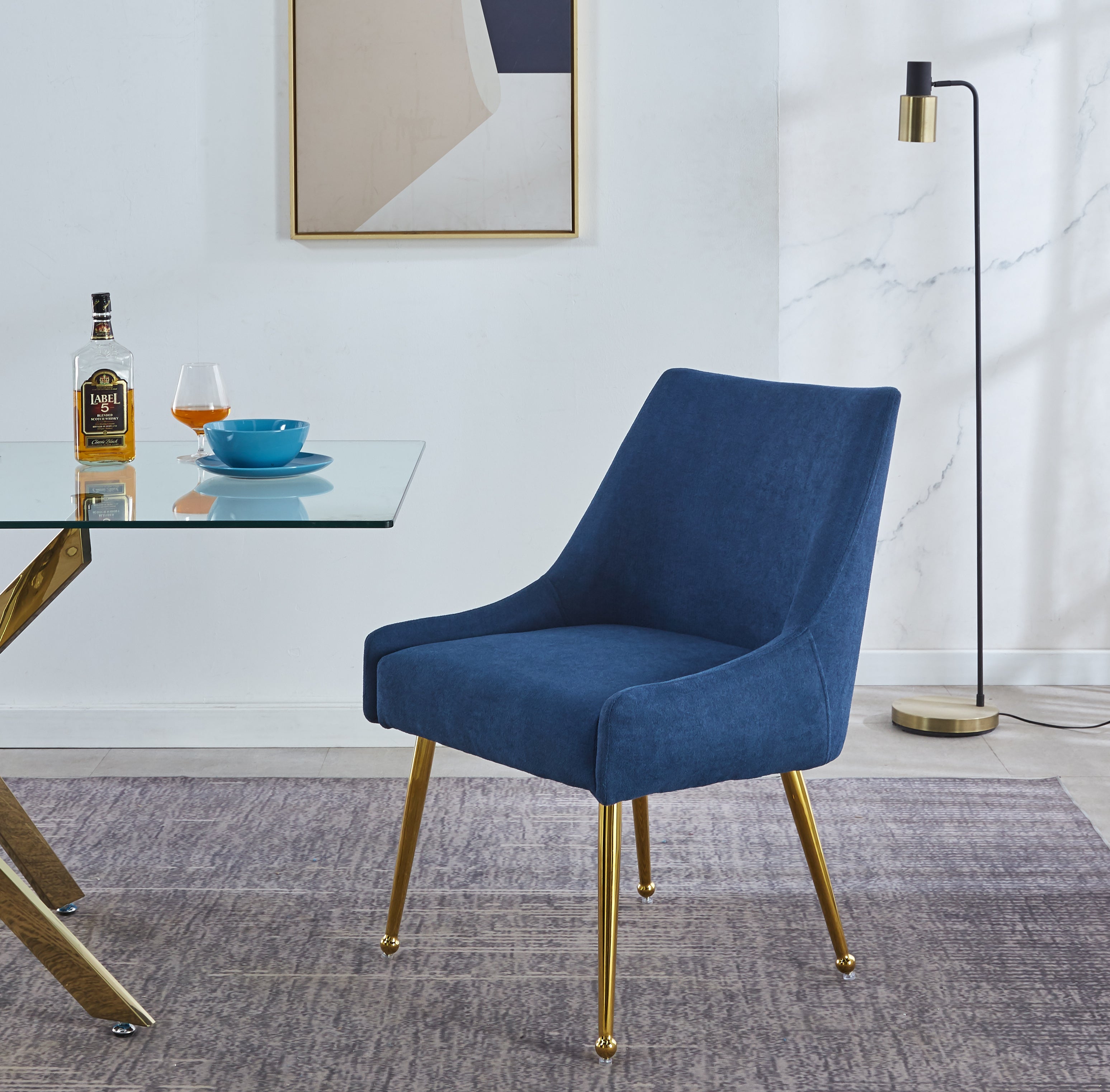 Set of 2 Elegant Dining Chair with Gold Finish Base