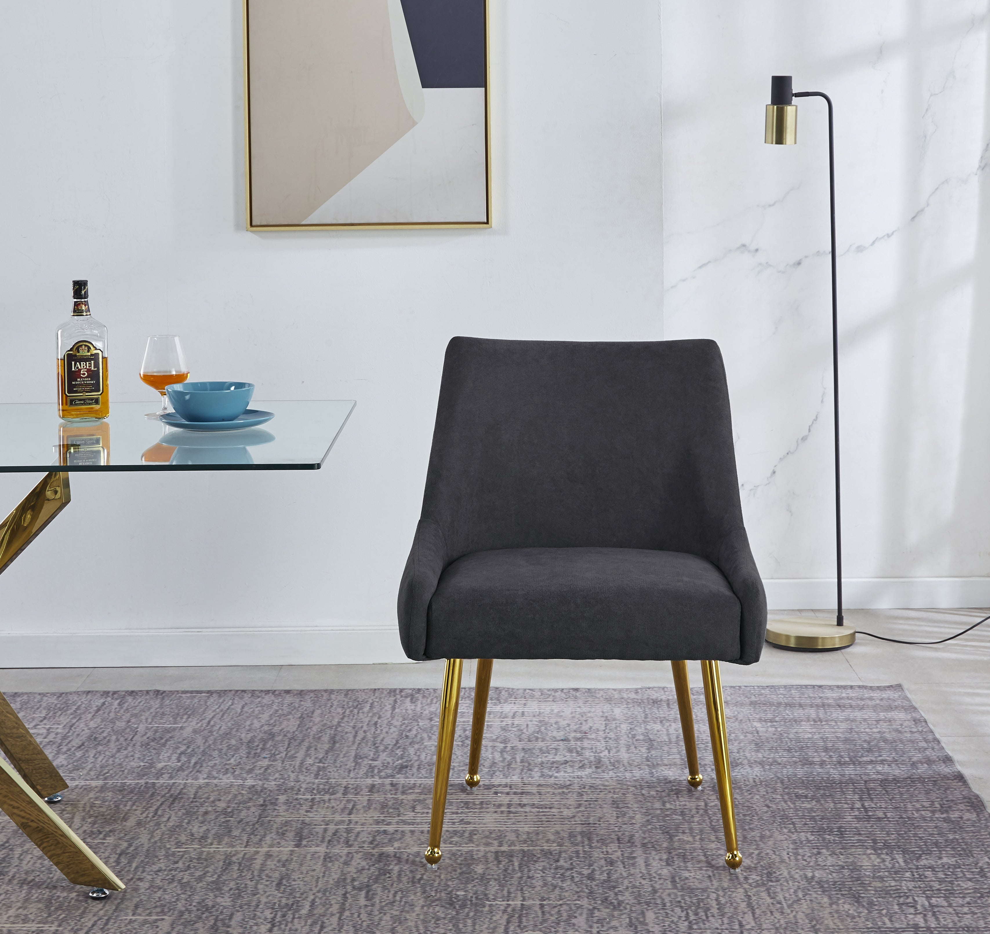 Set of 2 Elegant Dining Chair with Gold Finish Base