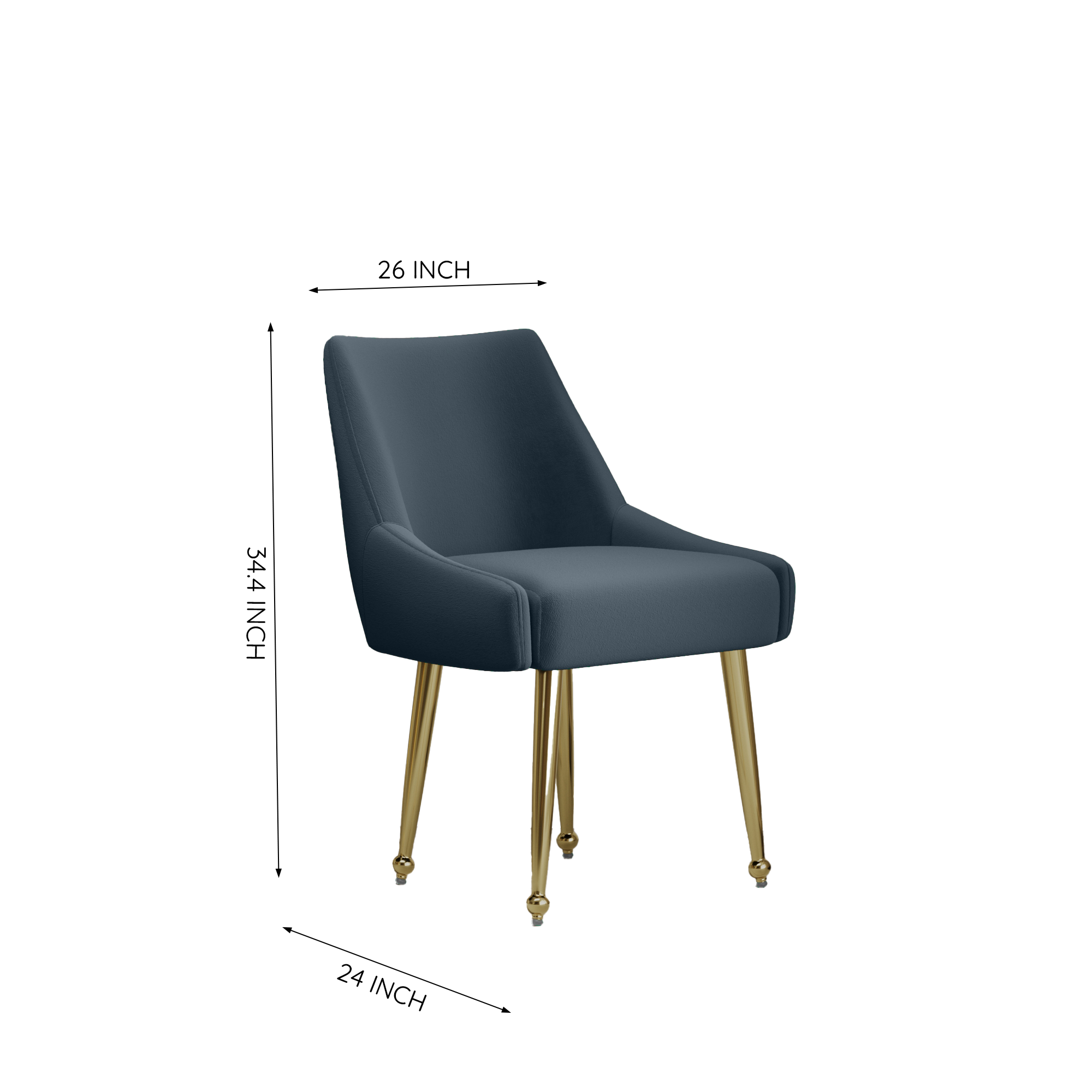 Set of 2 Elegant Dining Chair with Gold Finish Base