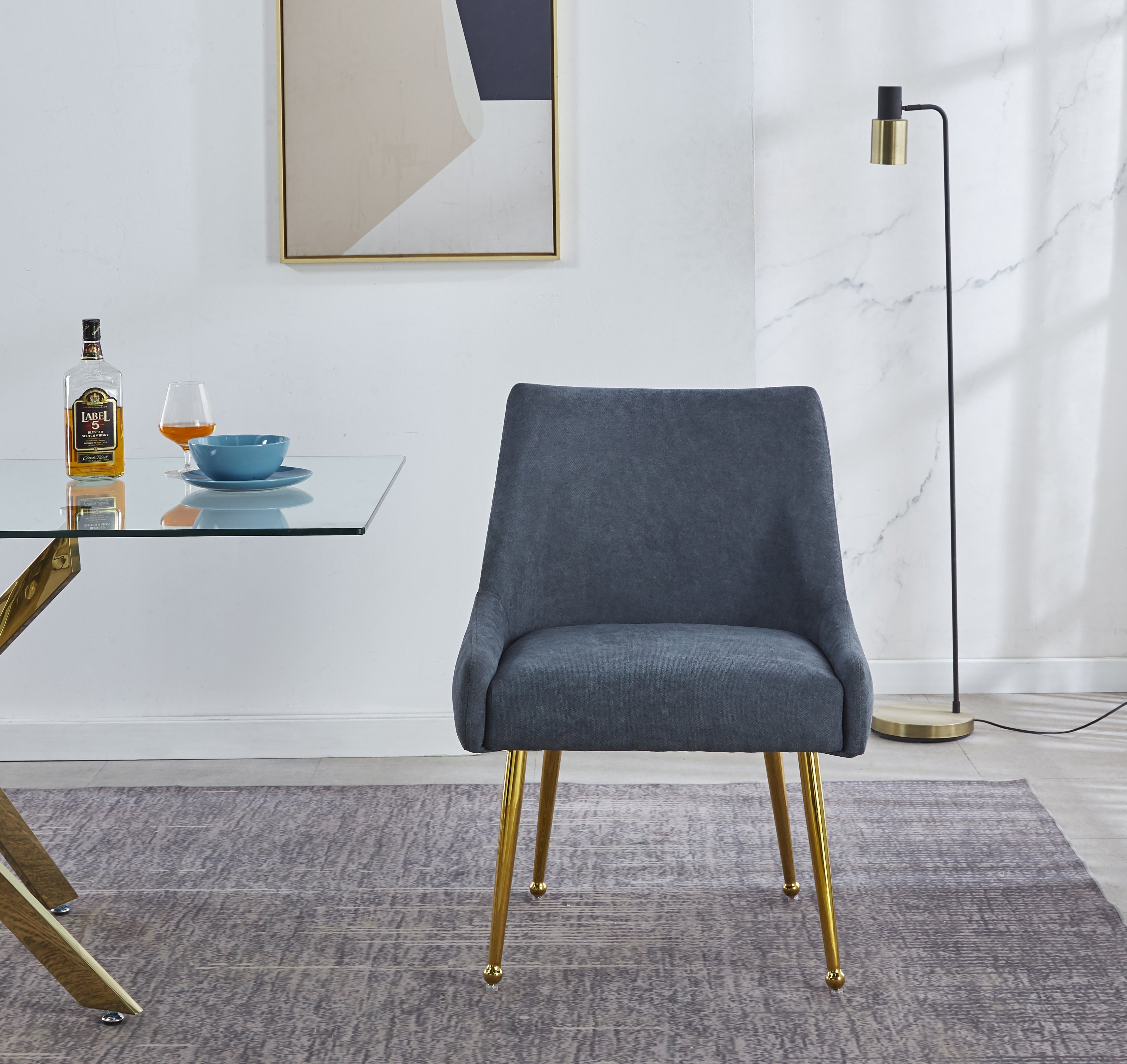 Set of 2 Elegant Dining Chair with Gold Finish Base