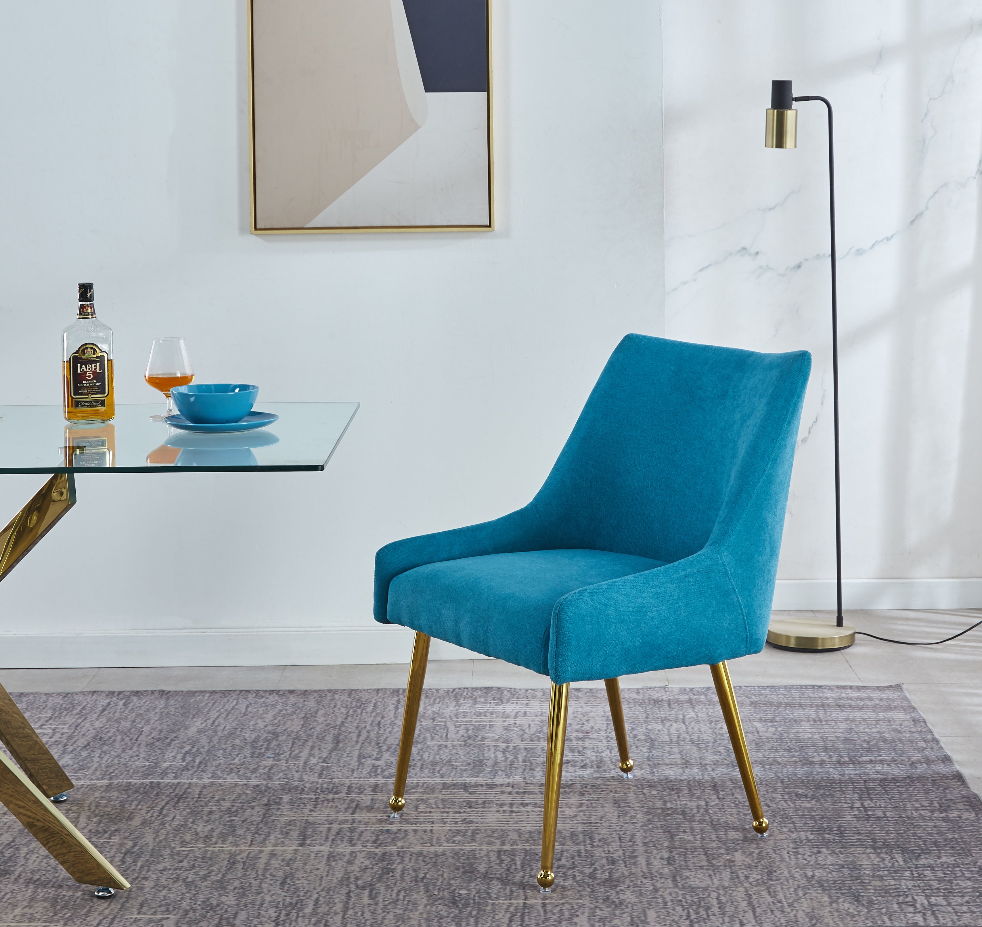 Set of 2 Elegant Dining Chair with Gold Finish Base