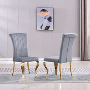 Set of 2 Elegant Grey Velvet Dining Chair