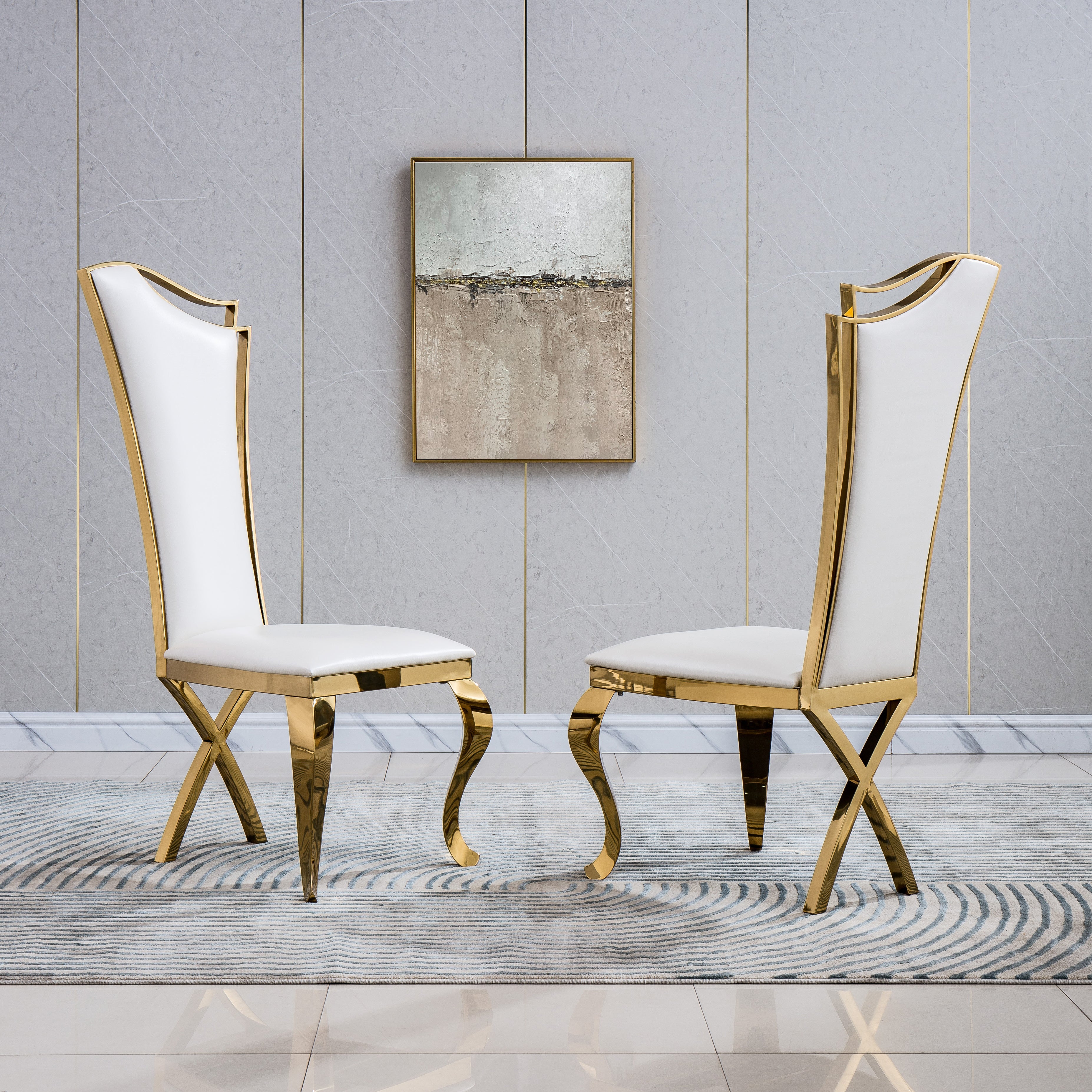Elegant Velvet & Leatherette Dining Chair Set of 2