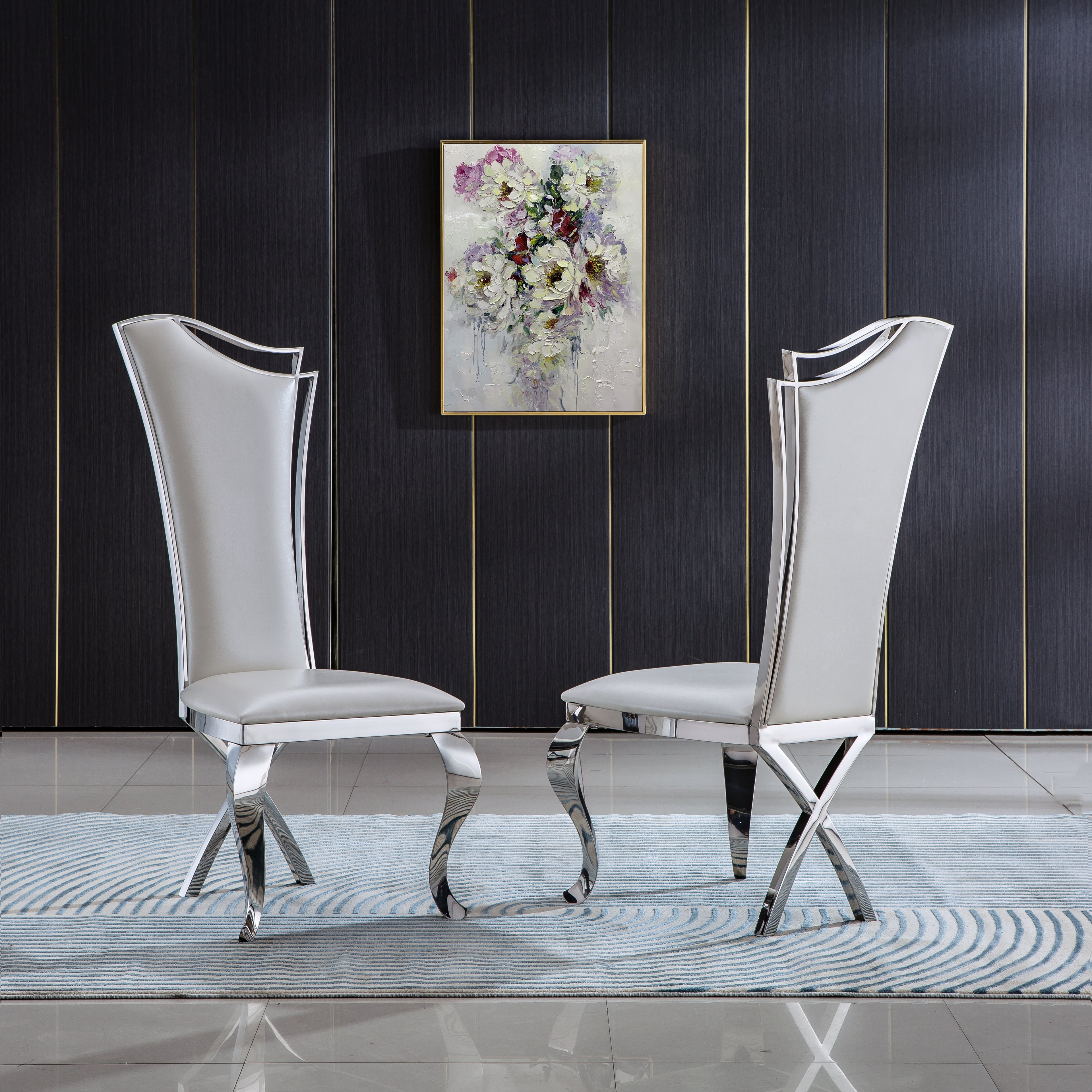 Elegant Velvet & Leatherette Dining Chair Set of 2