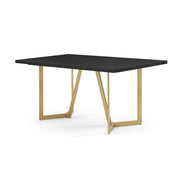 Black Rectangular Dining Table with Brushed Gold Base