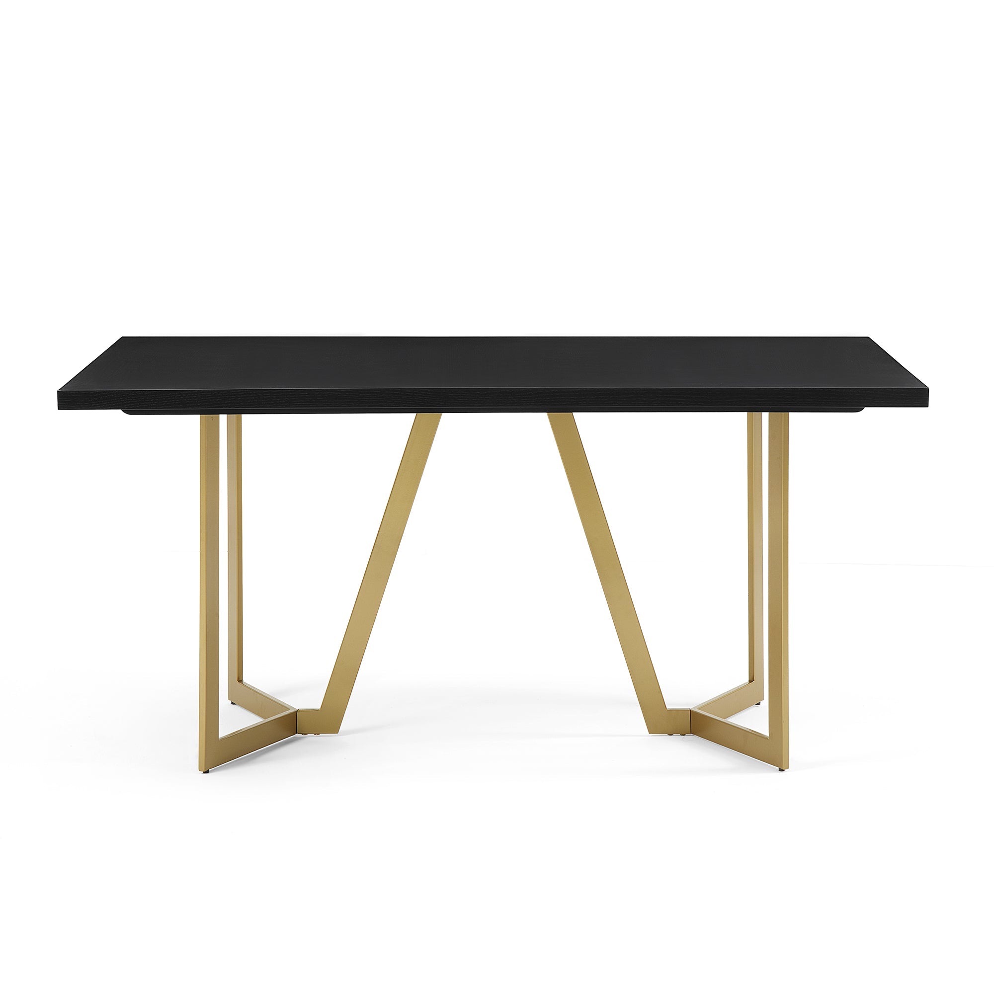 Black Rectangular Dining Table with Brushed Gold Base
