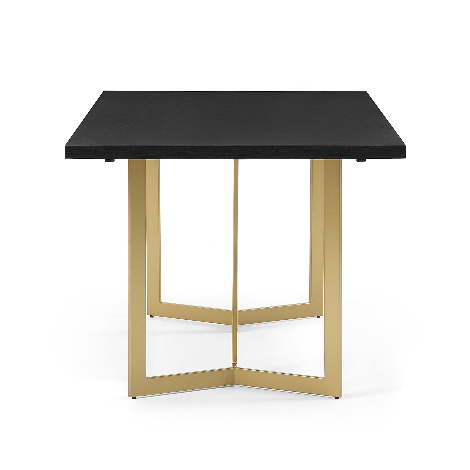 Black Rectangular Dining Table with Brushed Gold Base