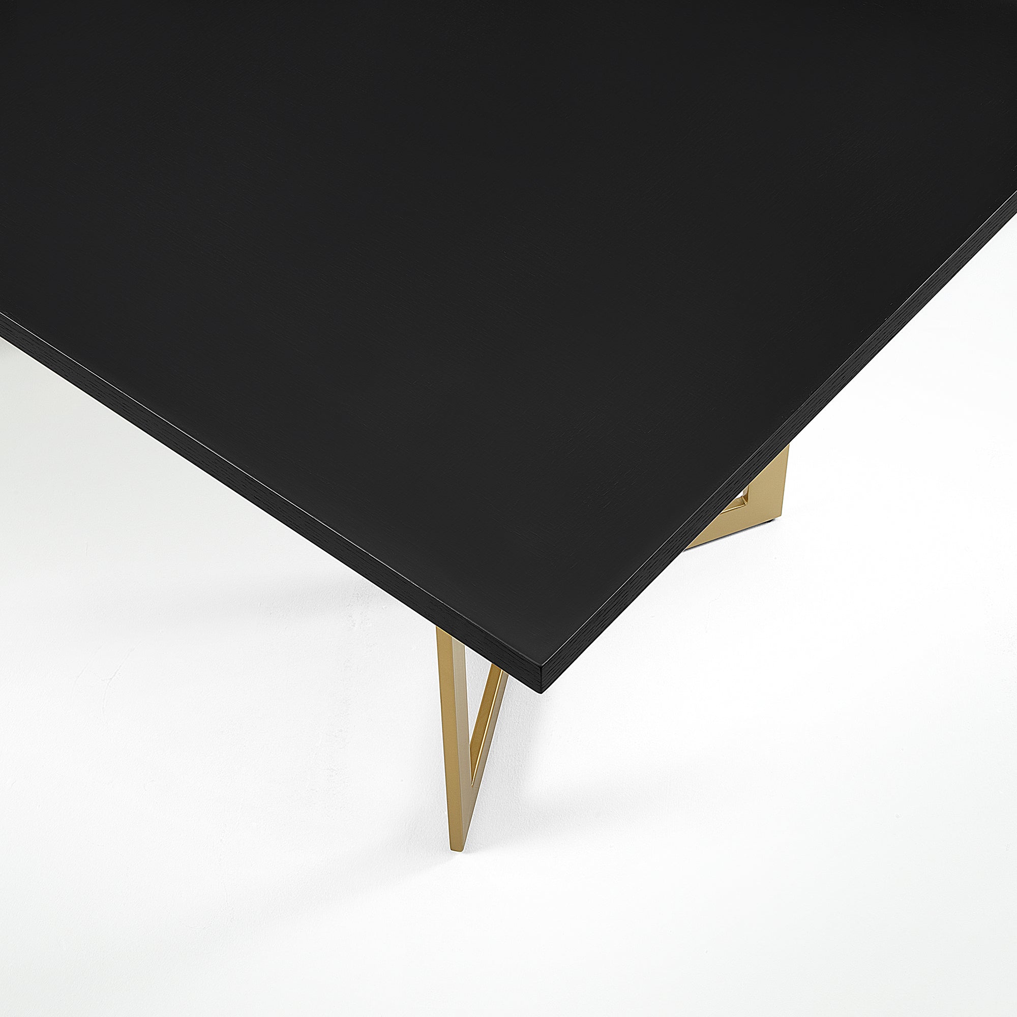 Black Rectangular Dining Table with Brushed Gold Base