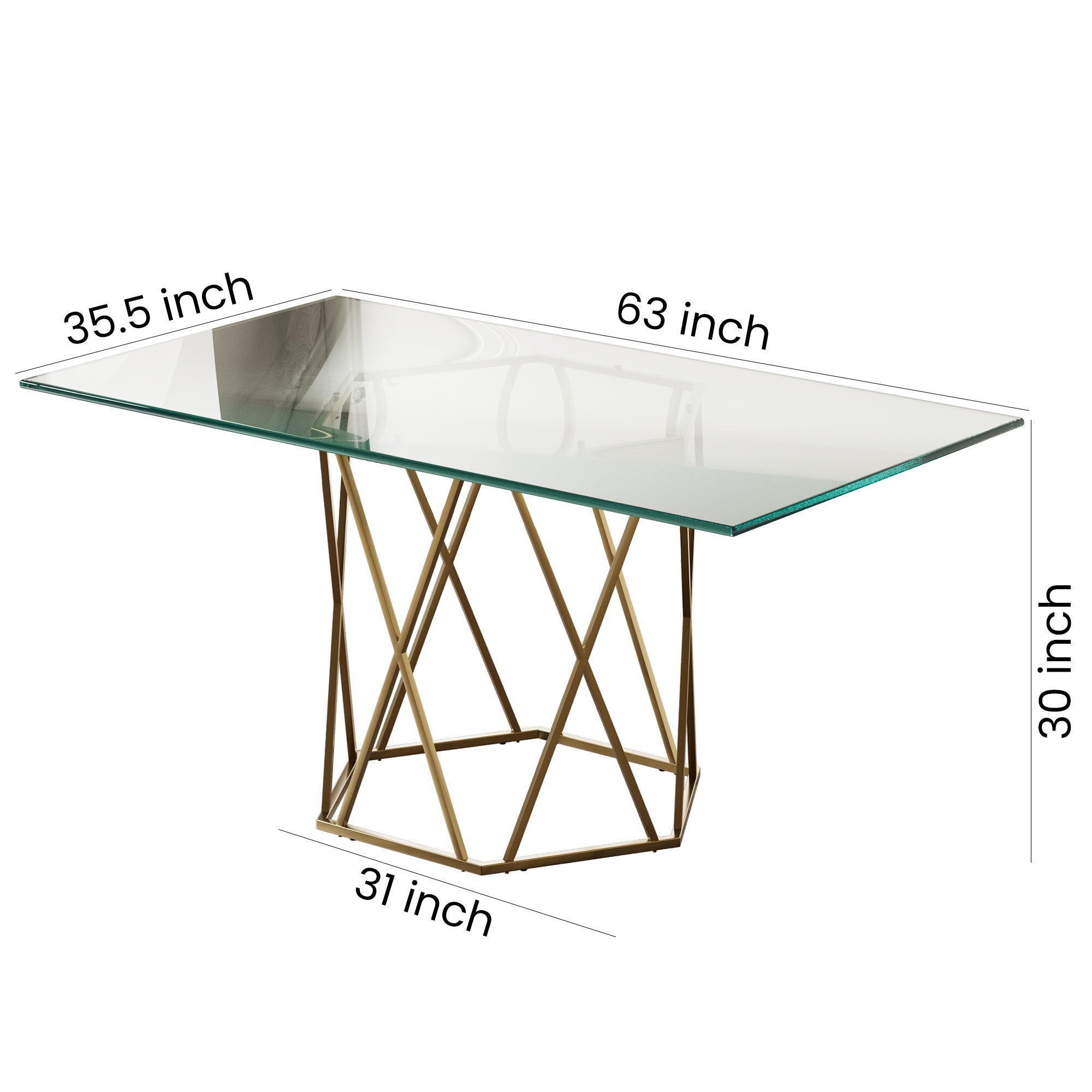 Modern Glass Top Rectangular Dining Table