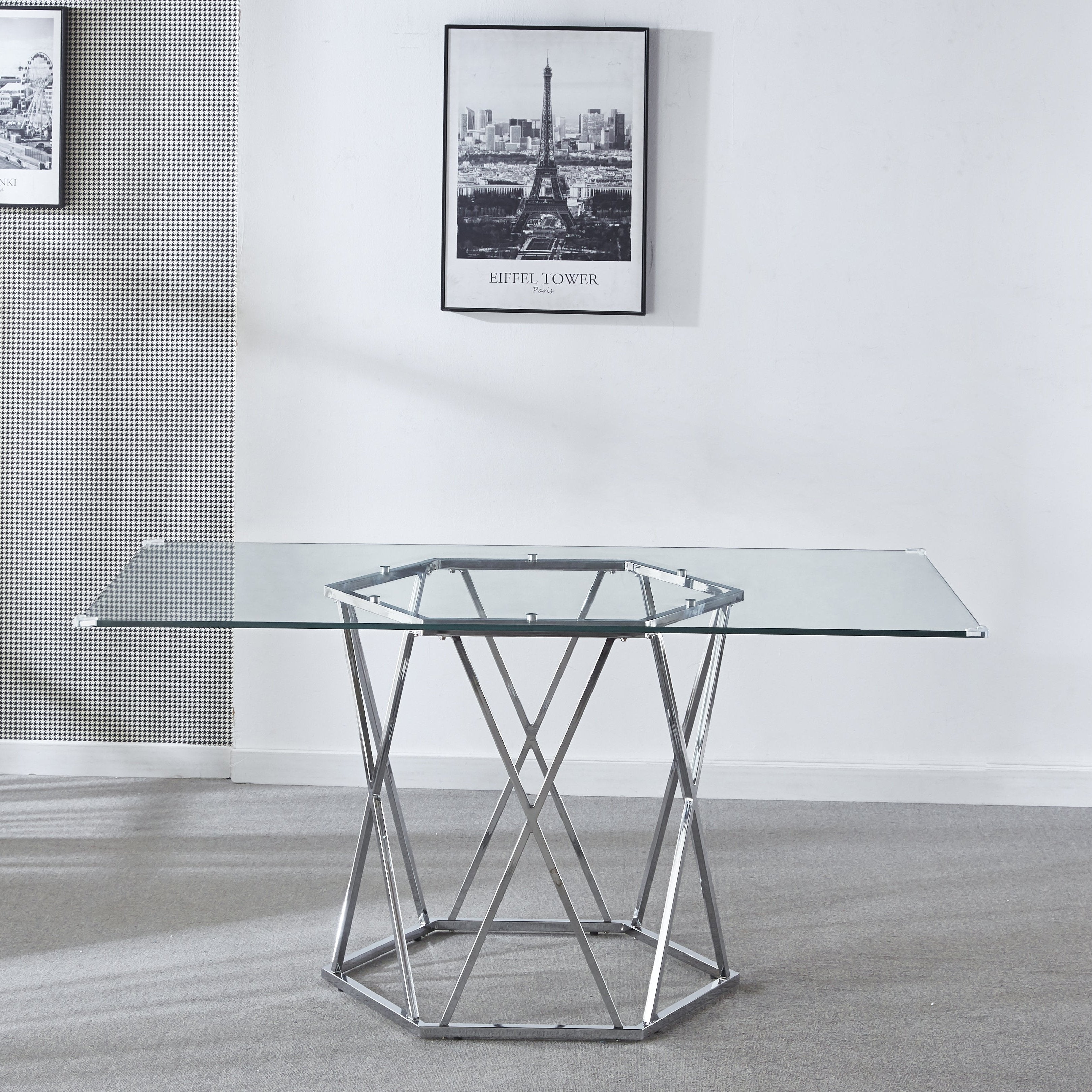Modern Glass Top Rectangular Dining Table