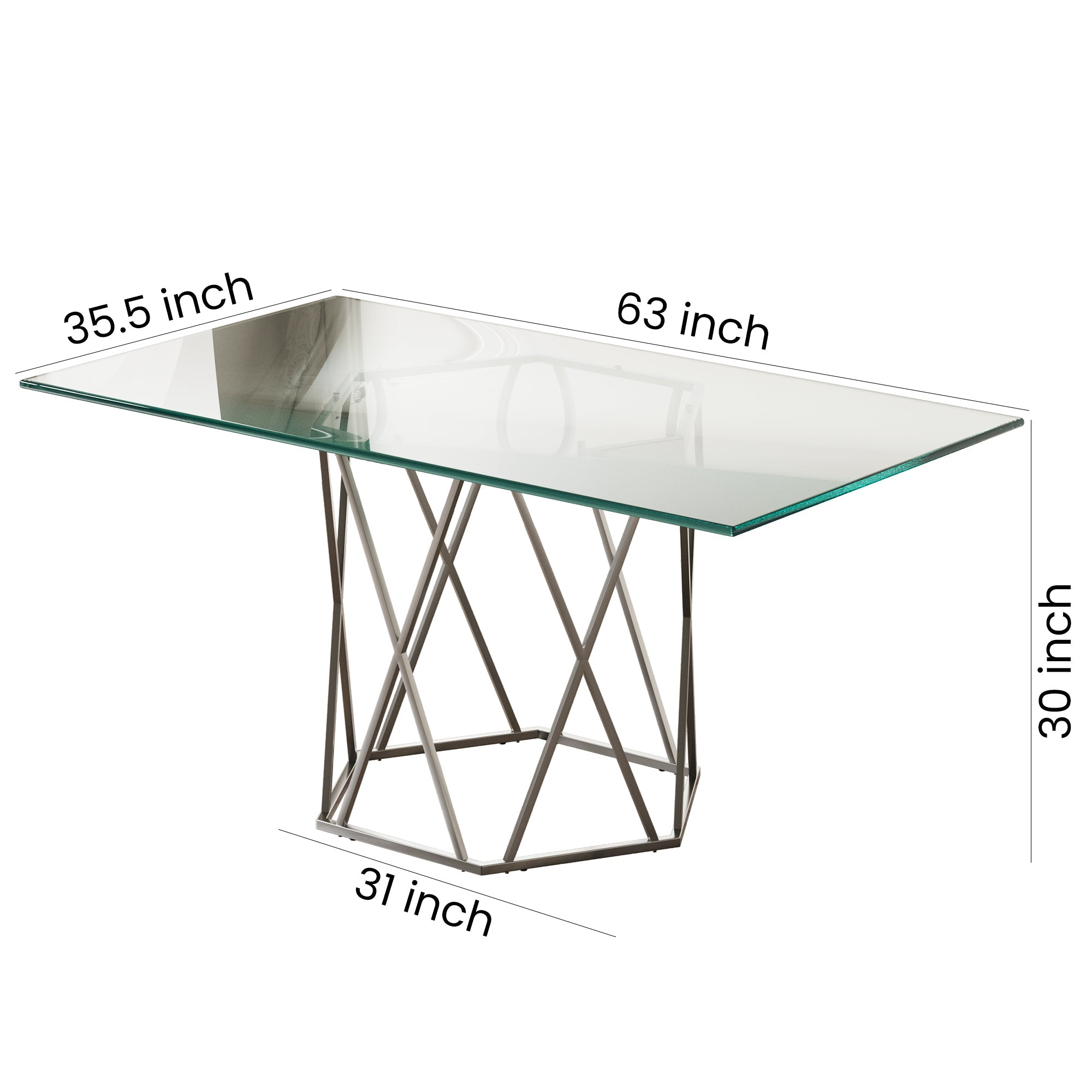 Modern Glass Top Rectangular Dining Table