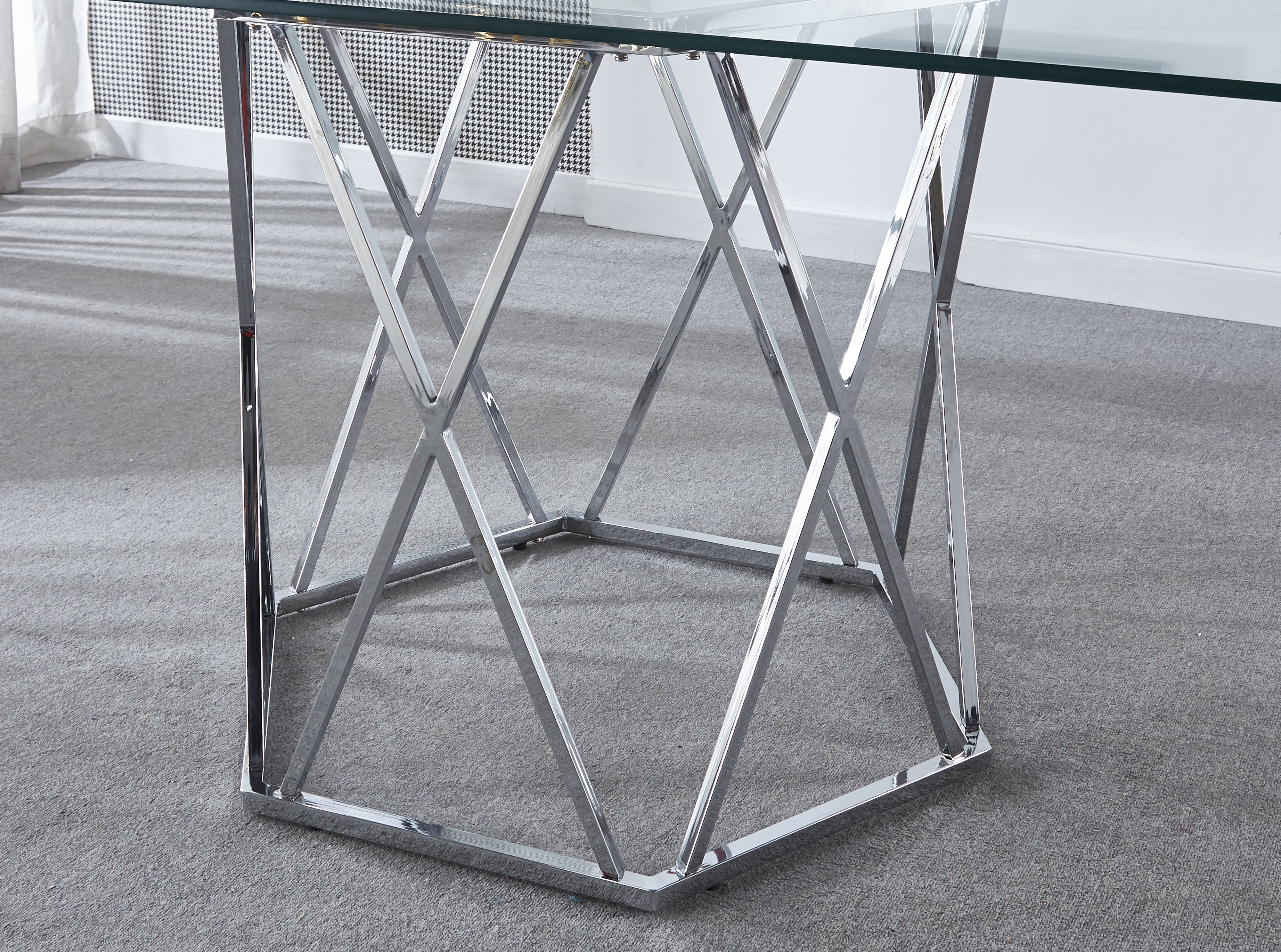 Modern Glass Top Rectangular Dining Table