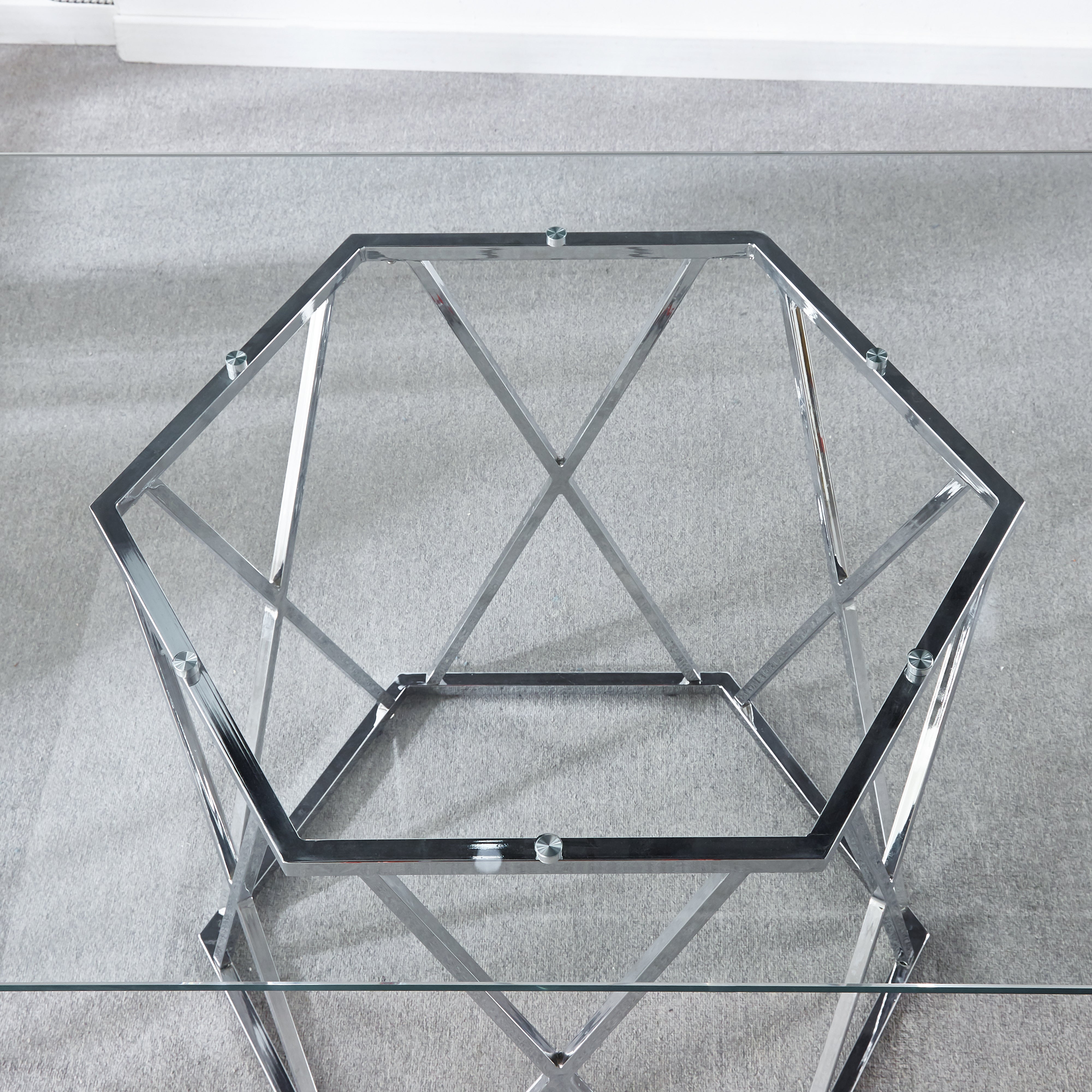 Modern Glass Top Rectangular Dining Table