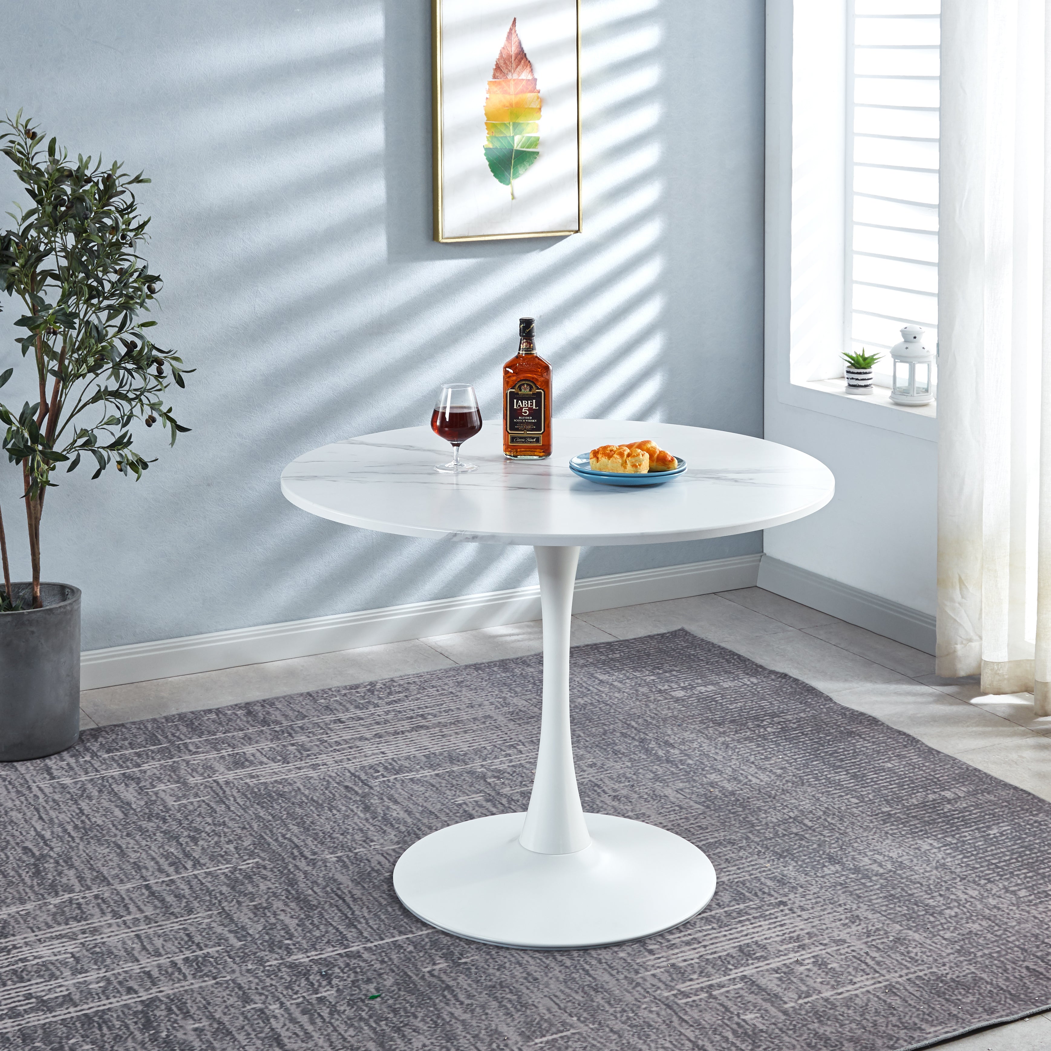 Printed Marble/ Metal Top Dining Table