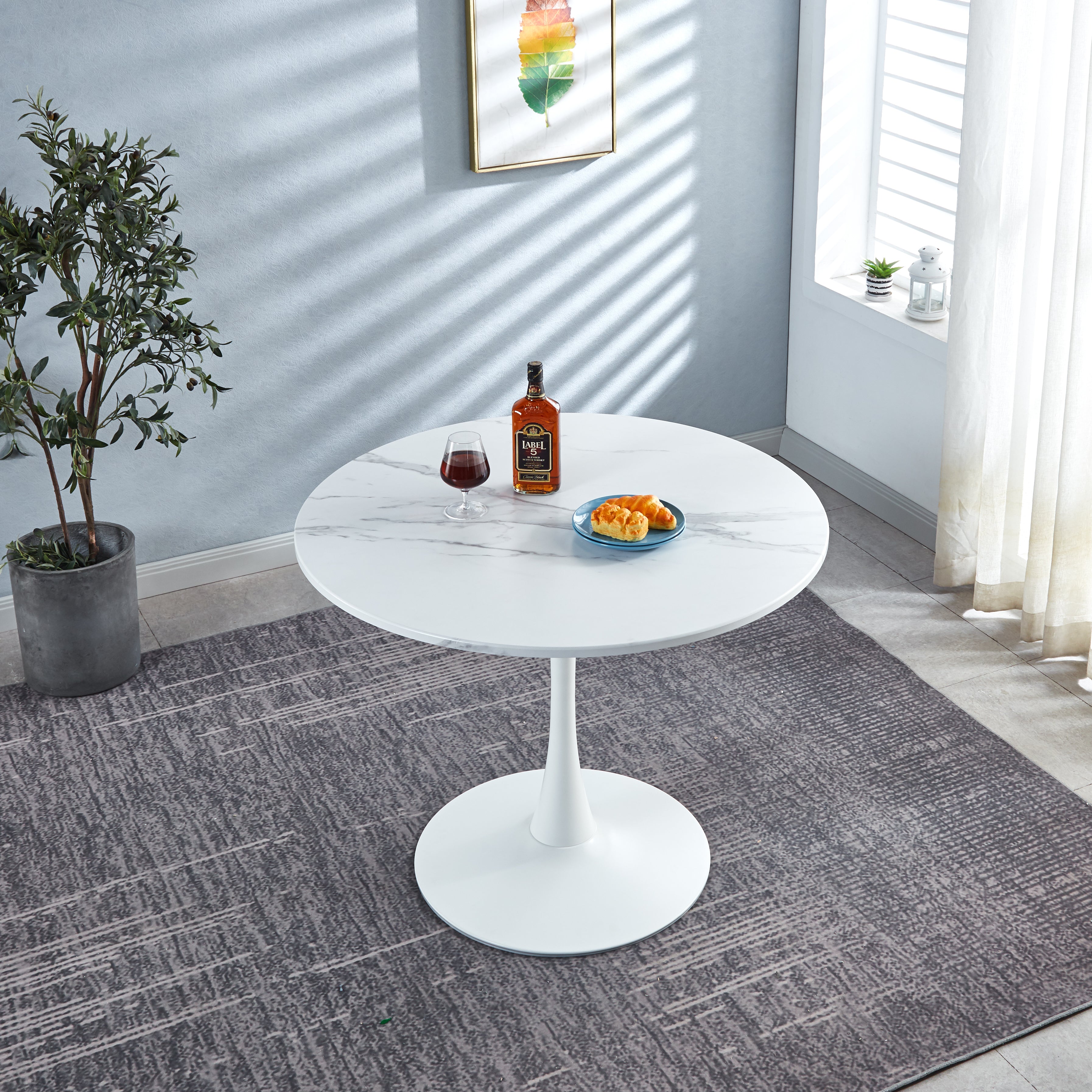 Printed Marble/ Metal Top Dining Table