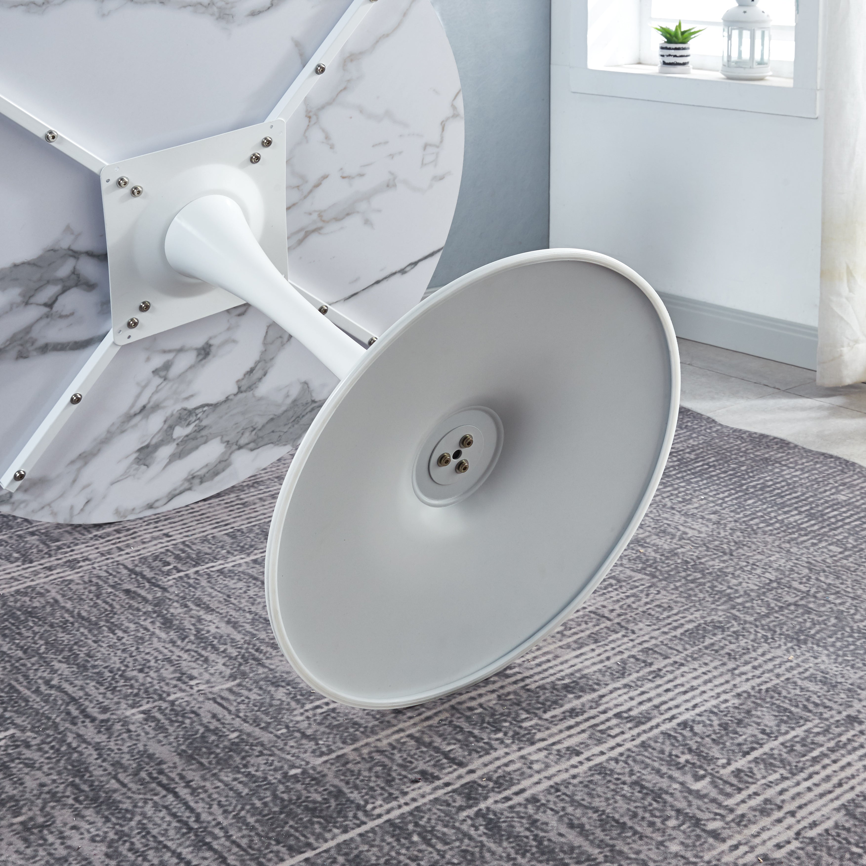 Printed Marble/ Metal Top Dining Table