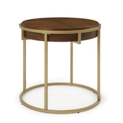 Brown Top End Table with Brushed Gold Base