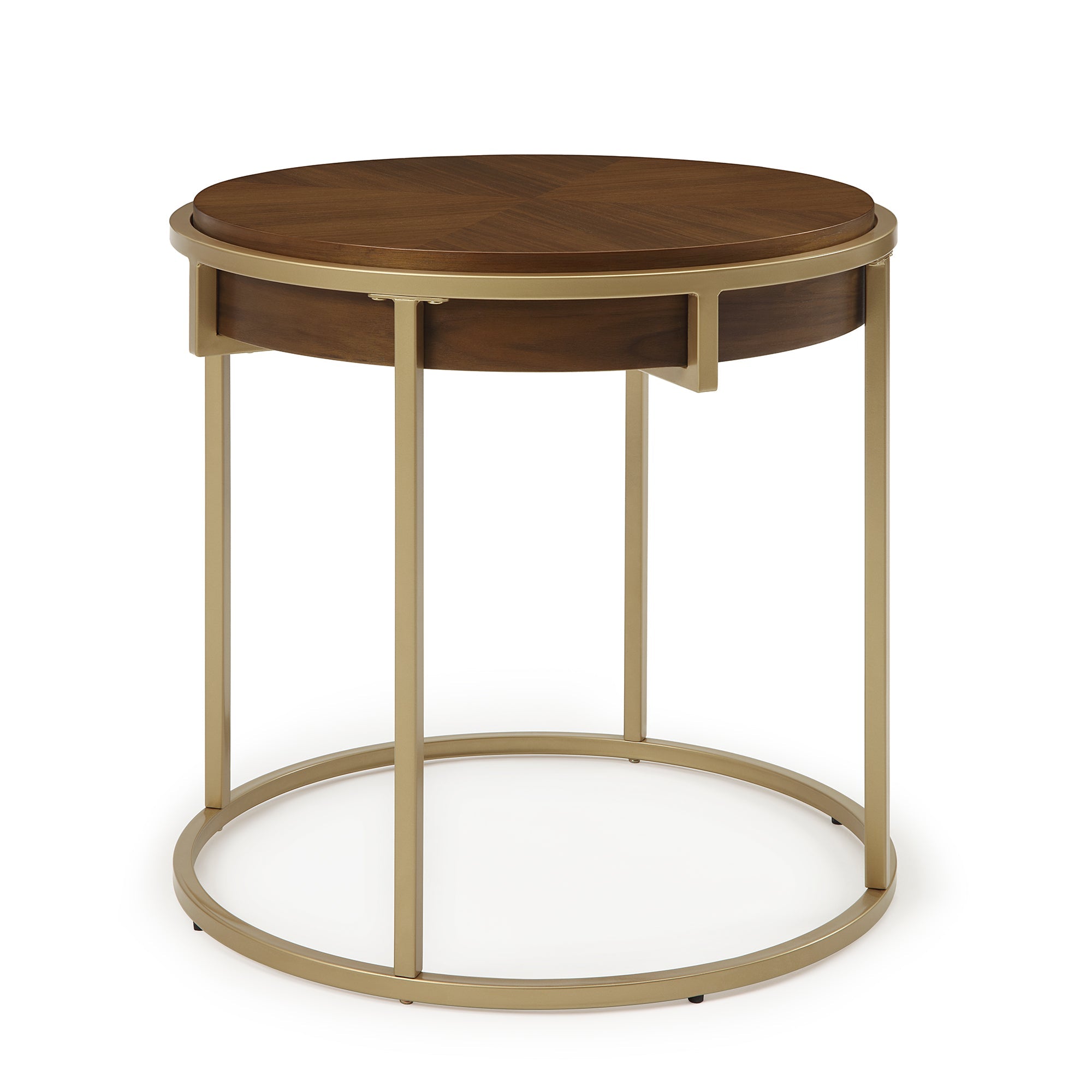 Brown Top End Table with Brushed Gold Base