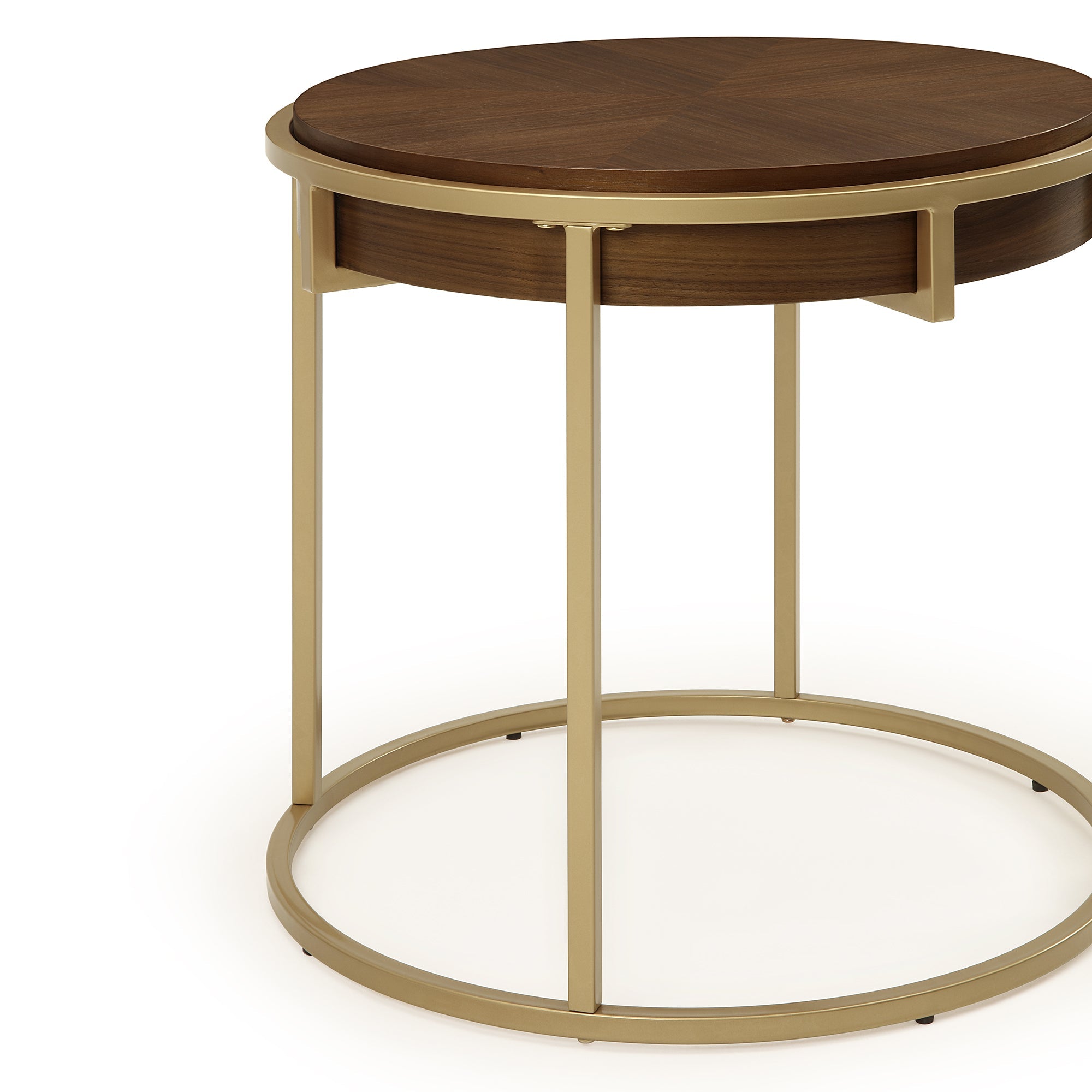 Brown Top End Table with Brushed Gold Base