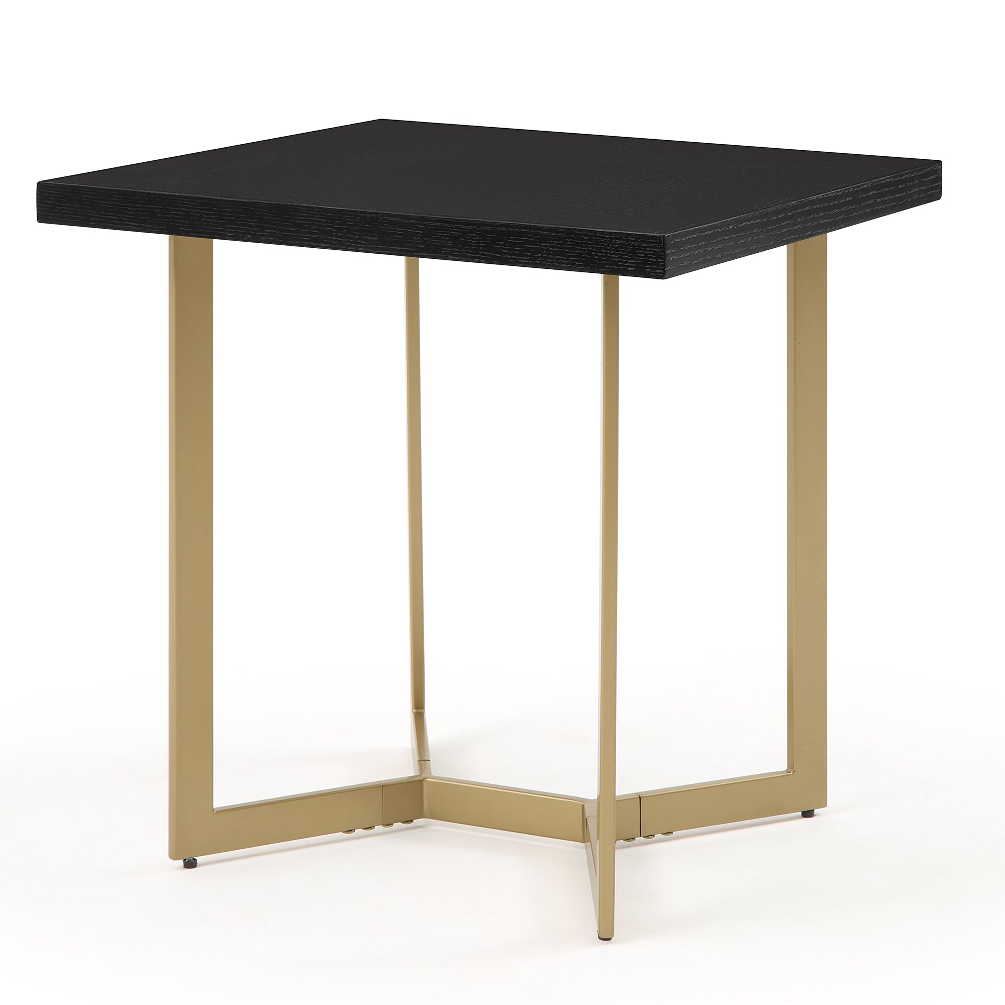 Black Rectangular End Table with Brushed Gold Base