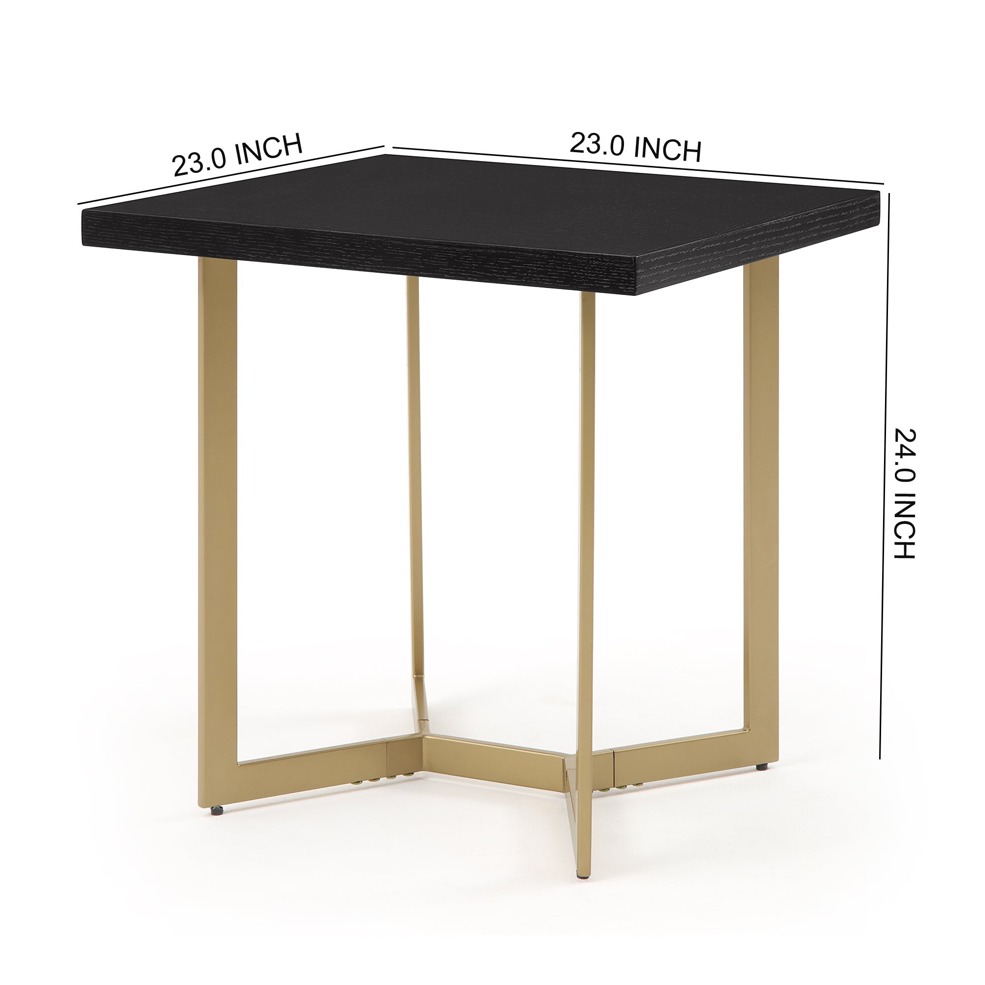 Black Rectangular End Table with Brushed Gold Base
