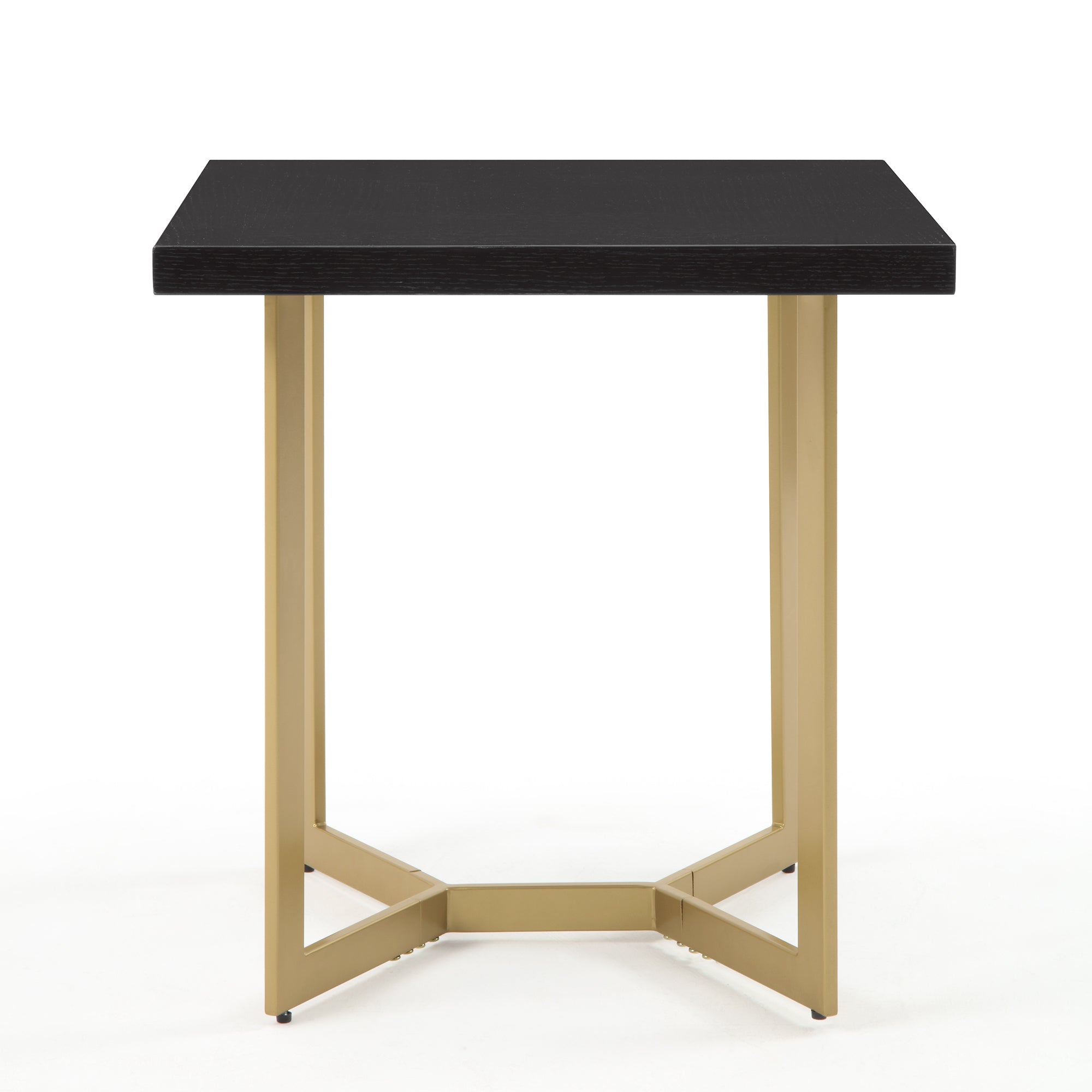 Black Rectangular End Table with Brushed Gold Base