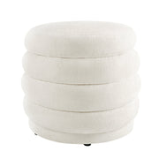 Boucle Fabric Ottoman with Storage