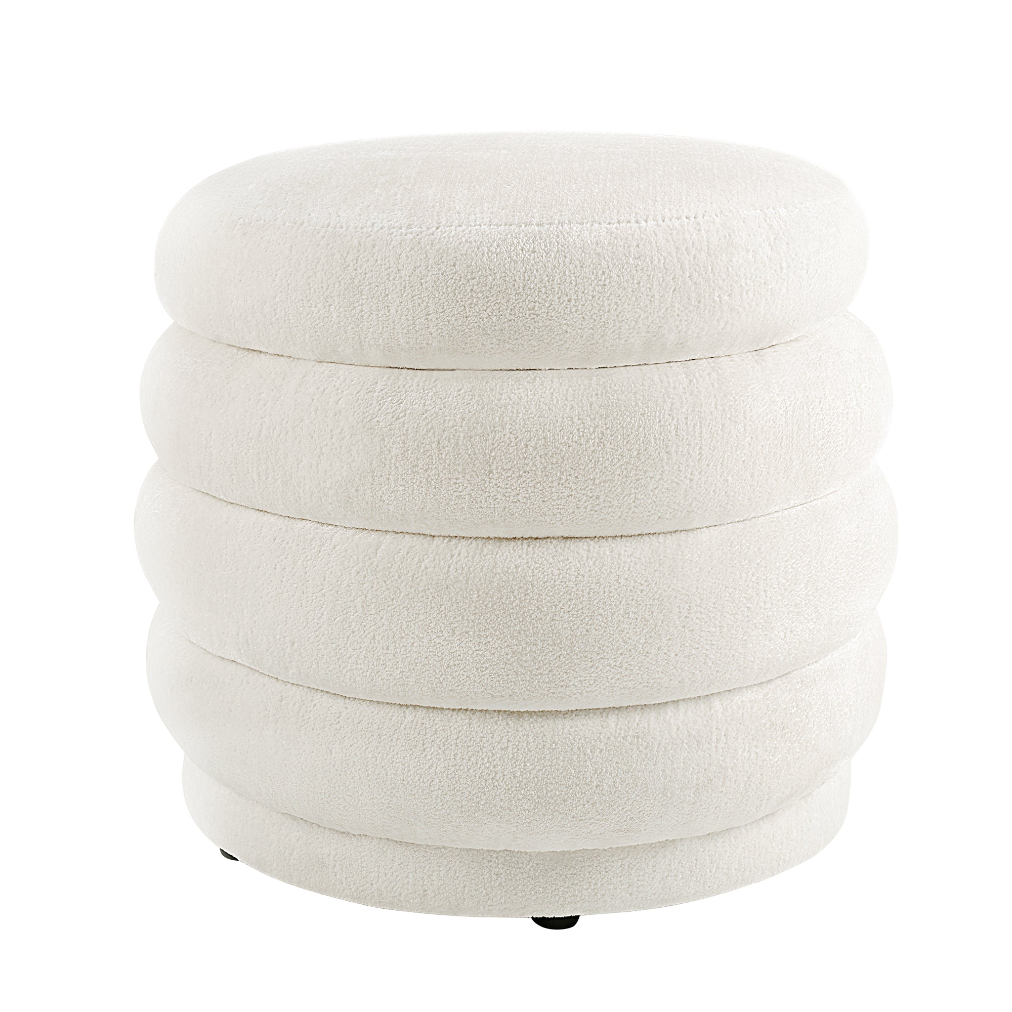 Boucle Fabric Ottoman with Storage