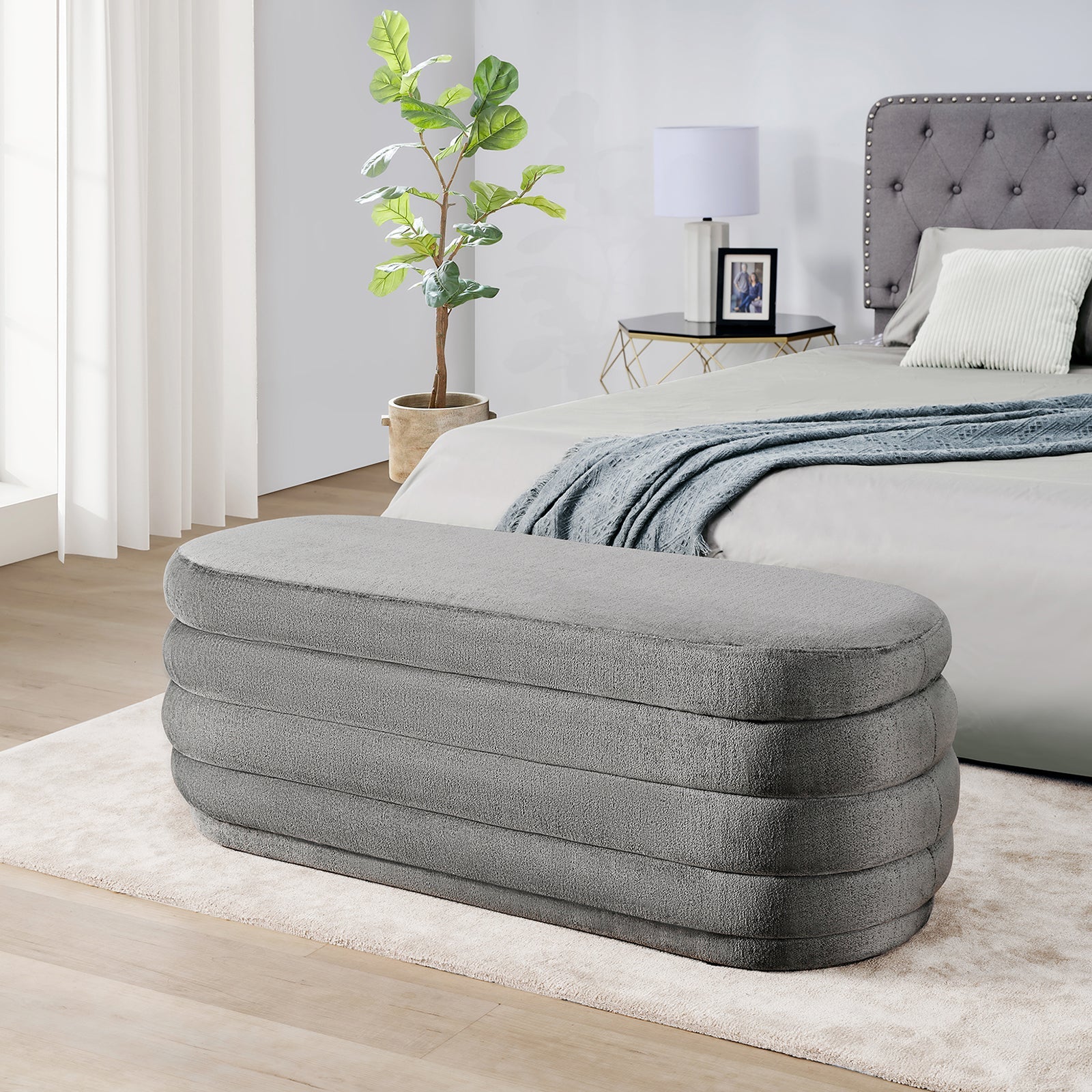 Fabric Storage Bench with Plastic Legs