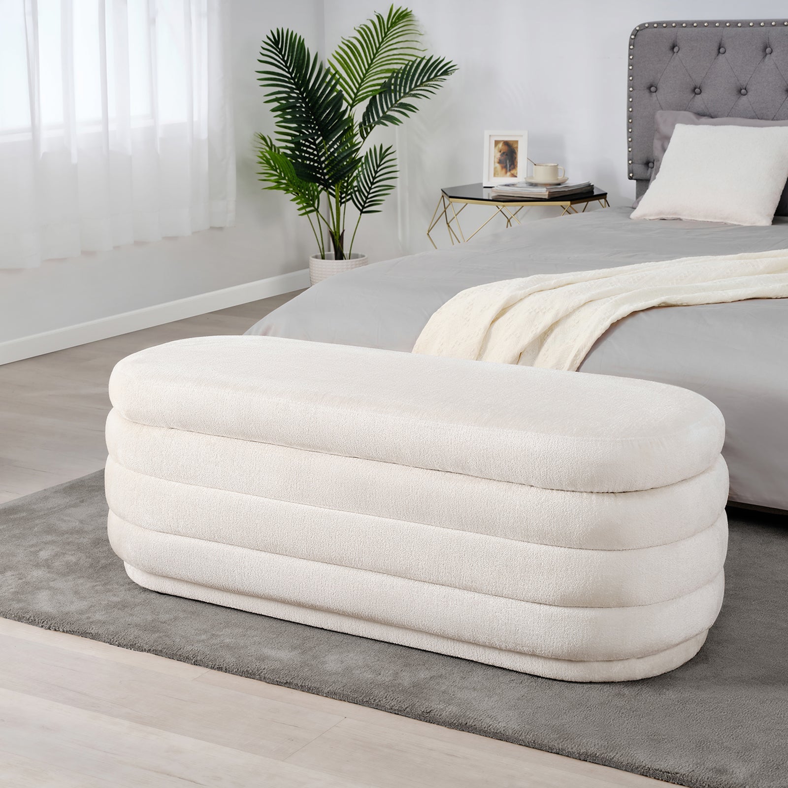 Fabric Storage Bench with Plastic Legs